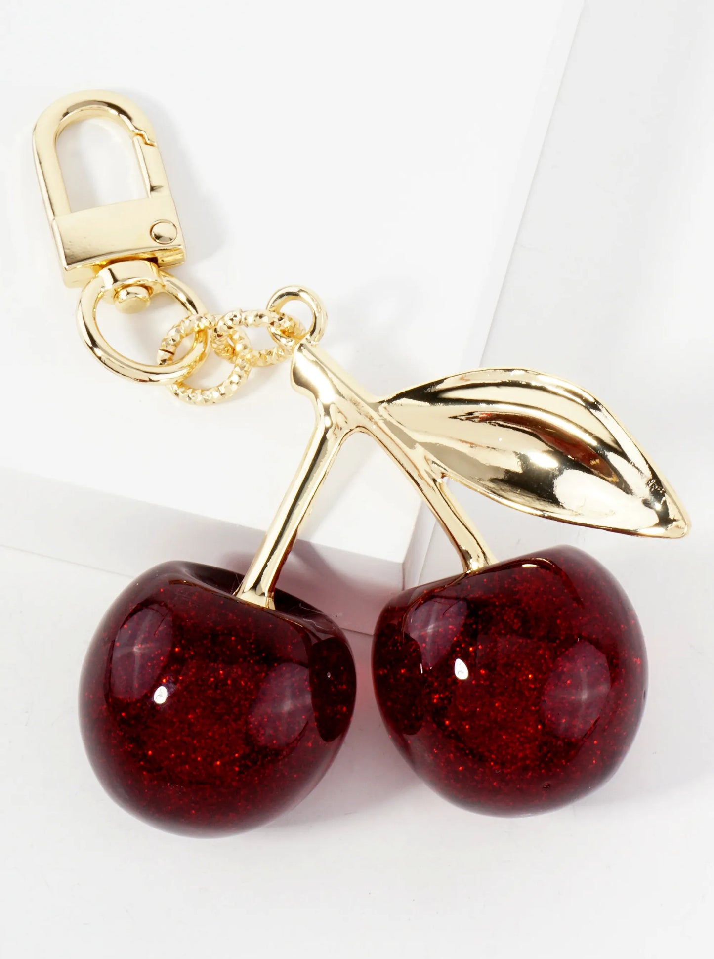 18K-Gold-Dipped Large Sparkling Cherry Bag Charm