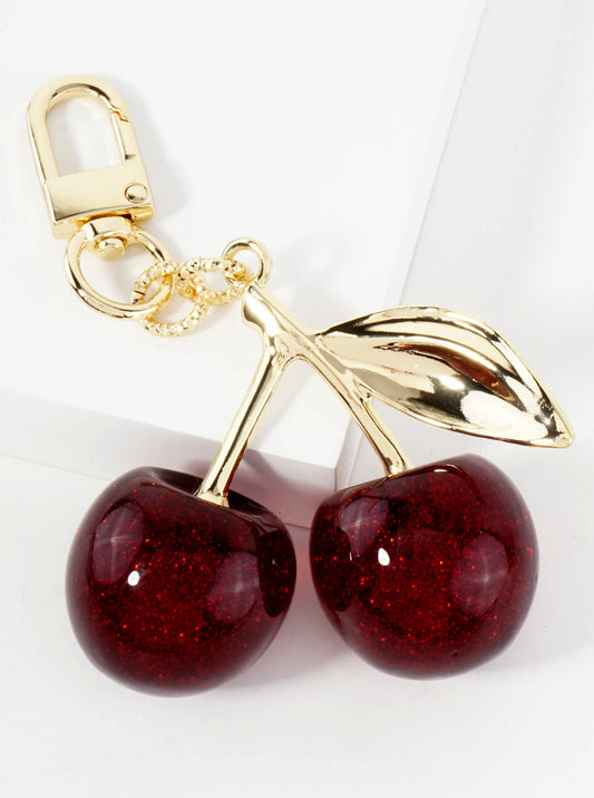 18K-Gold-Dipped Large Sparkling Cherry Bag Charm