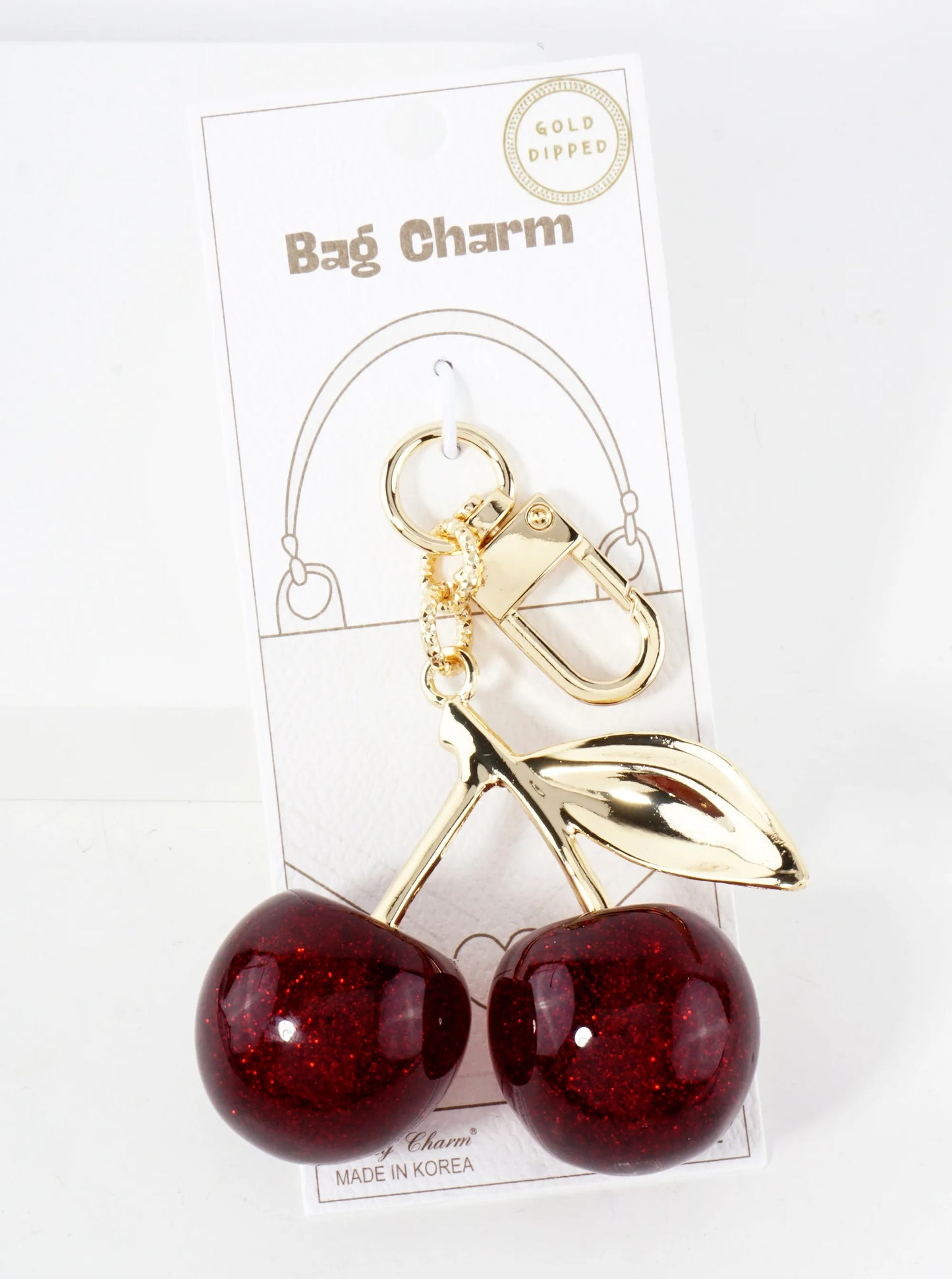 18K-Gold-Dipped Large Sparkling Cherry Bag Charm