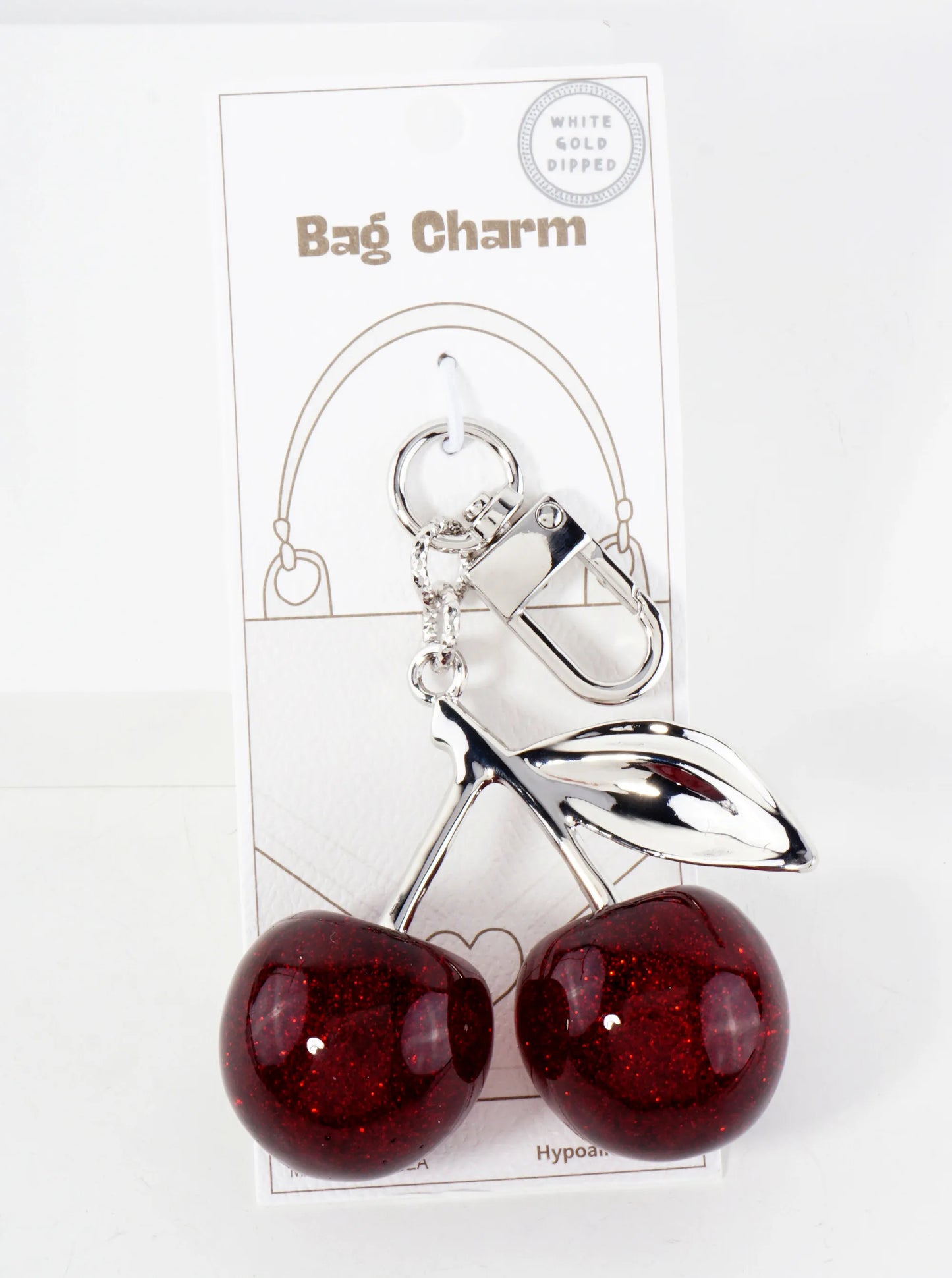 18K-Gold-Dipped Large Sparkling Cherry Bag Charm