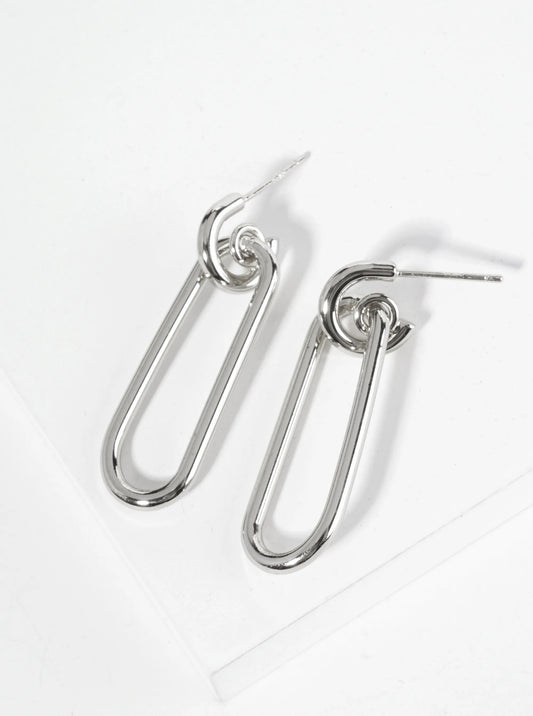 18K Gold Dipped Link Chain Dangle Drop Post Earrings