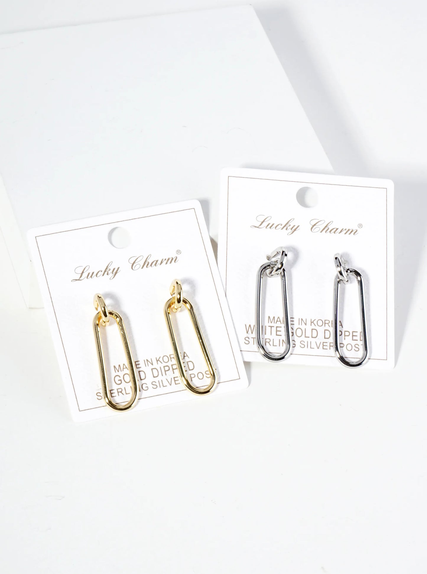 18K Gold Dipped Link Chain Dangle Drop Post Earrings