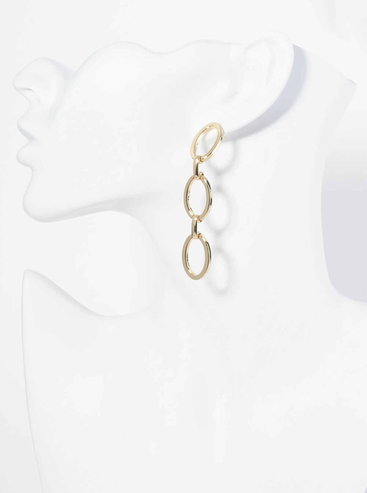 18K Gold Dipped Link Chain Drop Statement Earrings