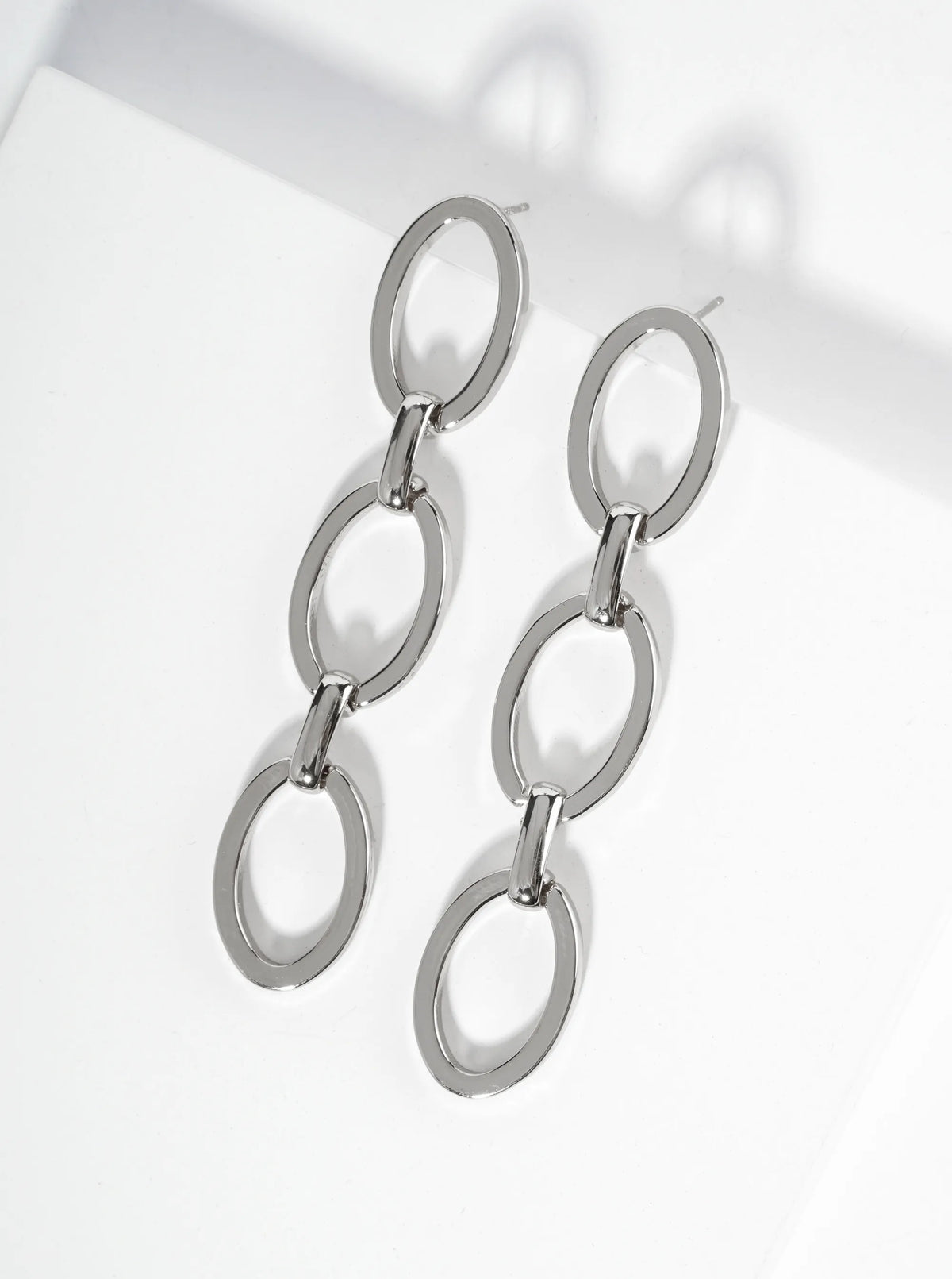 18K Gold Dipped Link Chain Drop Statement Earrings