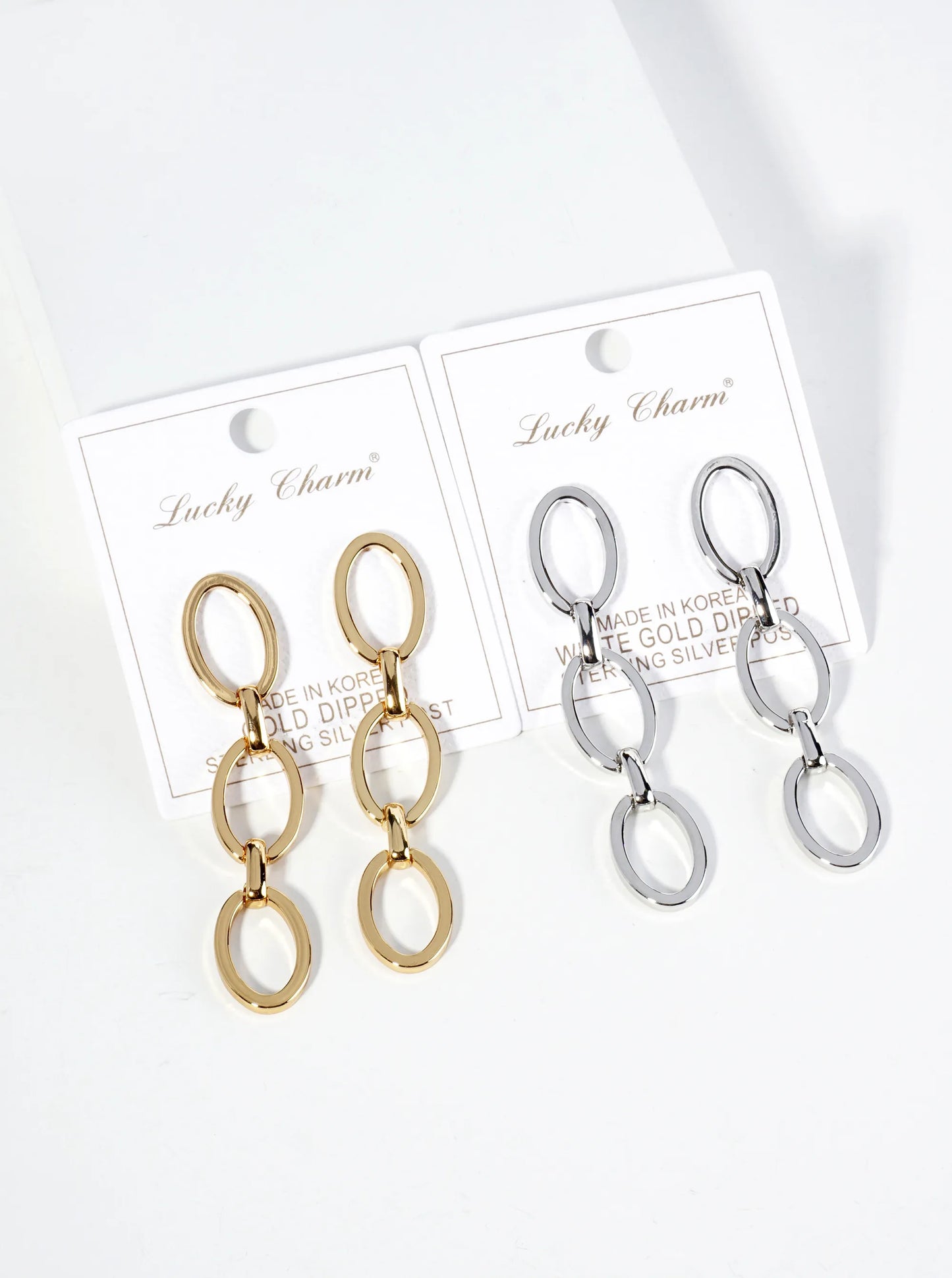 18K Gold Dipped Link Chain Drop Statement Earrings