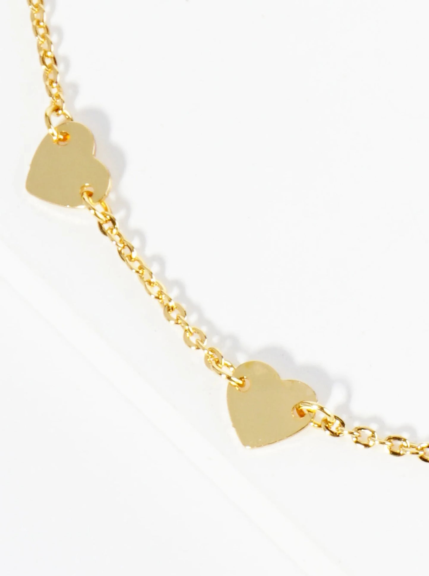 18K Gold Dipped Linked Delicate Heart Brass Chain Anklet