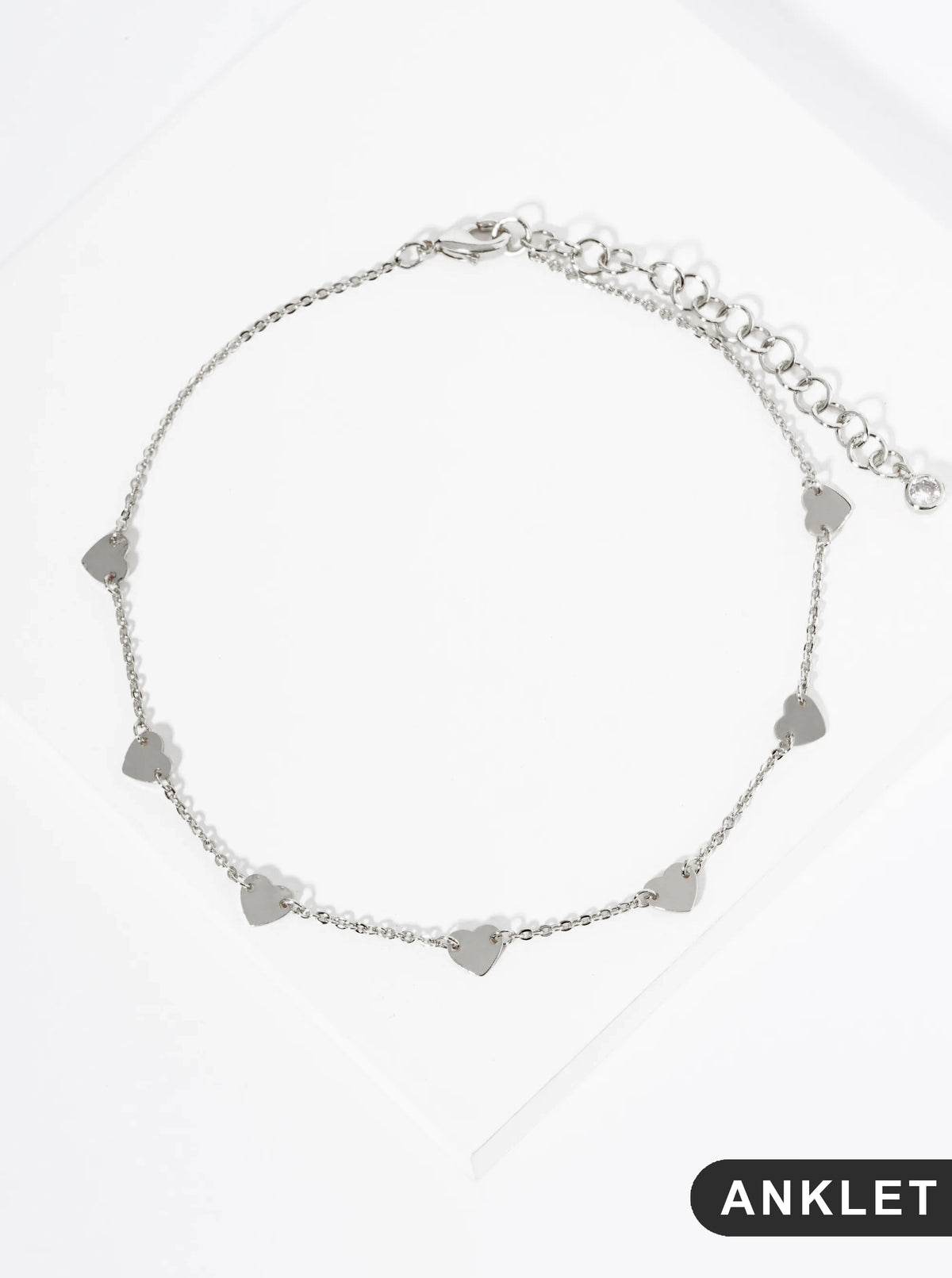 18K Gold Dipped Linked Delicate Heart Brass Chain Anklet