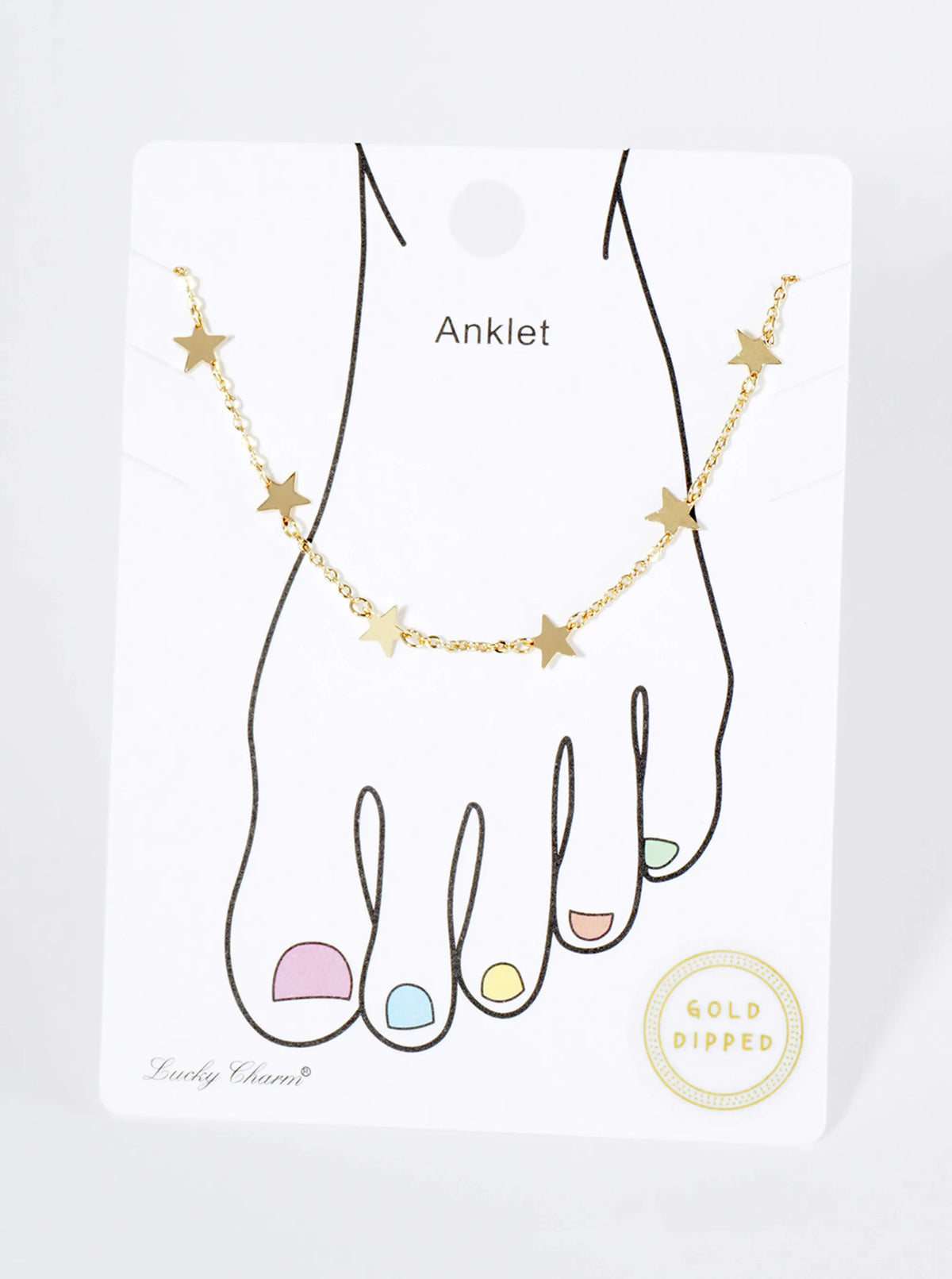 18K Gold Dipped Linked Delicate Star Brass Chain Anklet