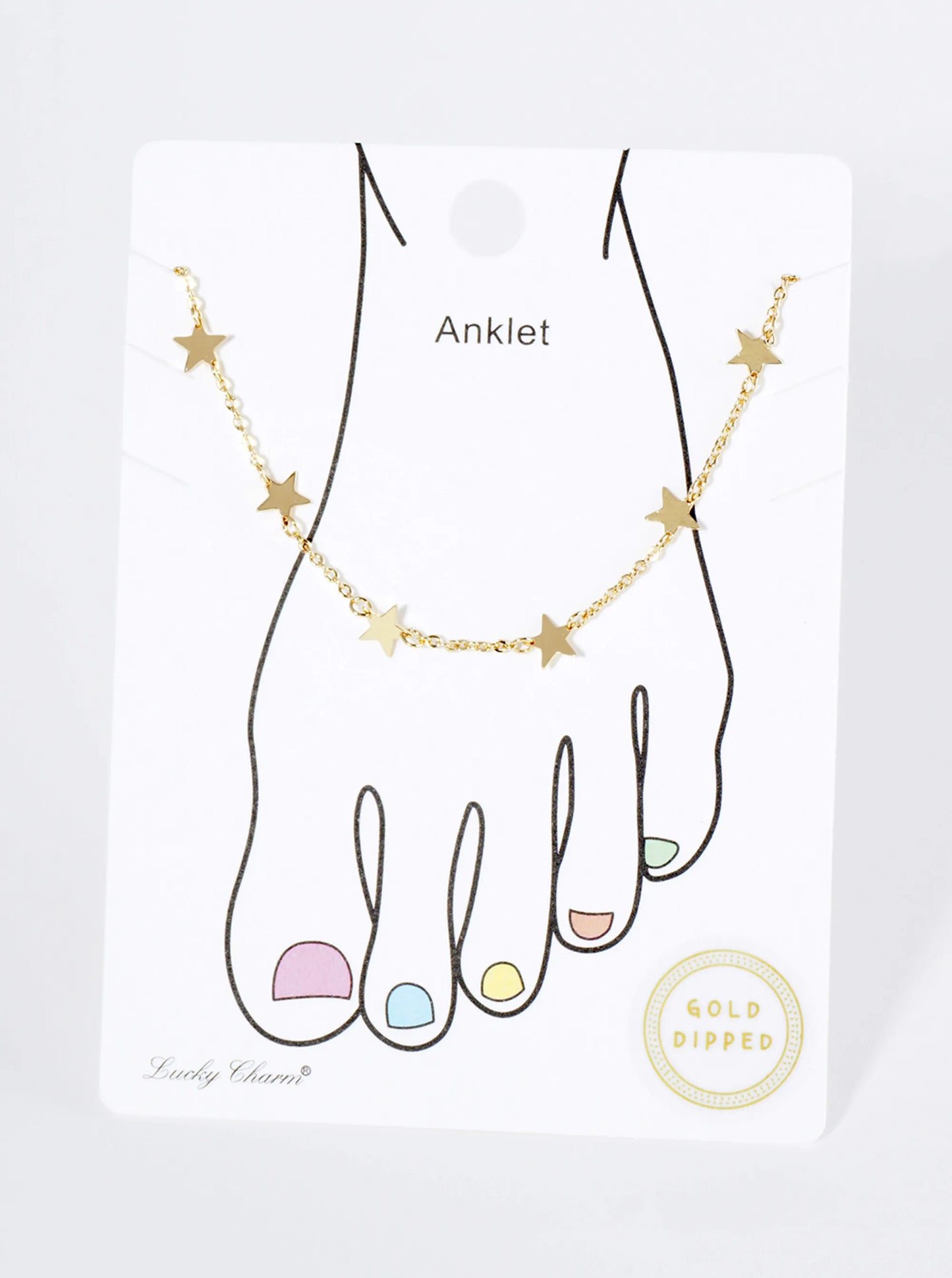 18K Gold Dipped Linked Delicate Star Brass Chain Anklet