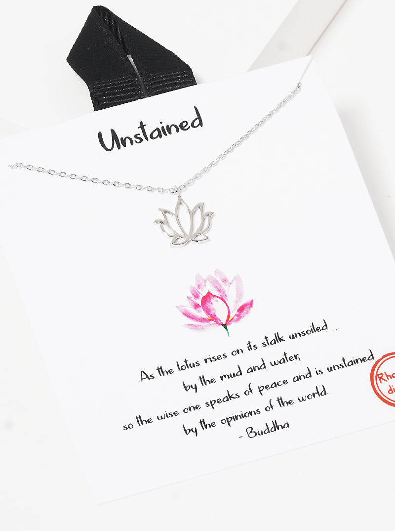 18K-Gold-Dipped Lotus Floral Flower Pendant Necklace