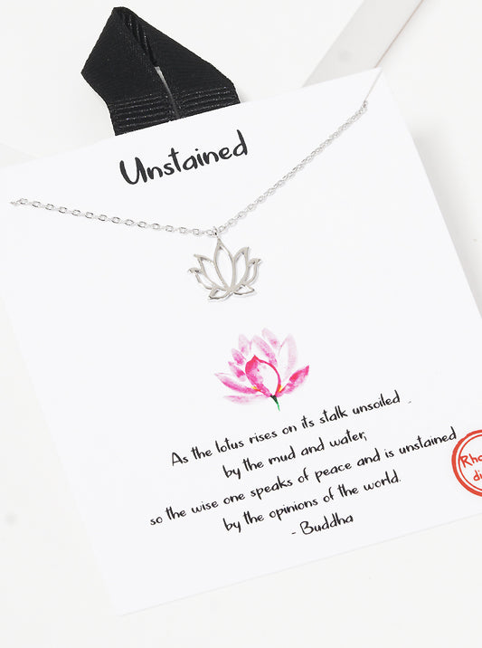 18K-Gold-Dipped Lotus Floral Flower Pendant Necklace