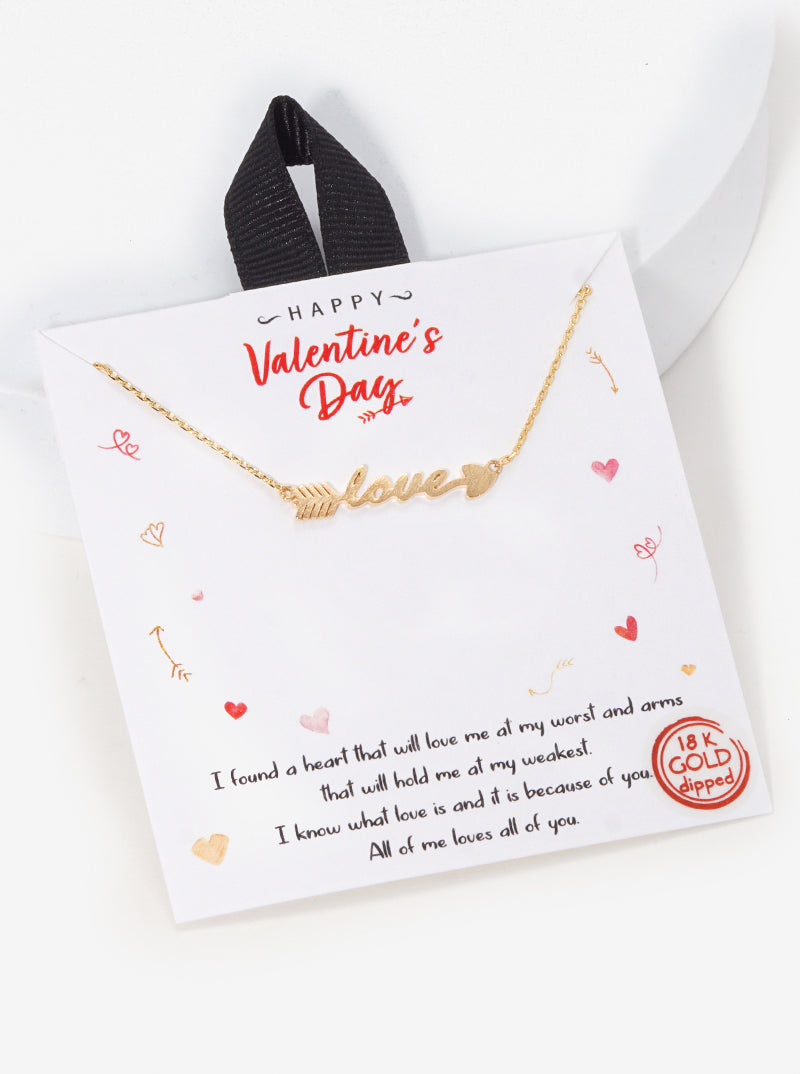 Valentine's Day Gold Dipped Love Wire Necklace