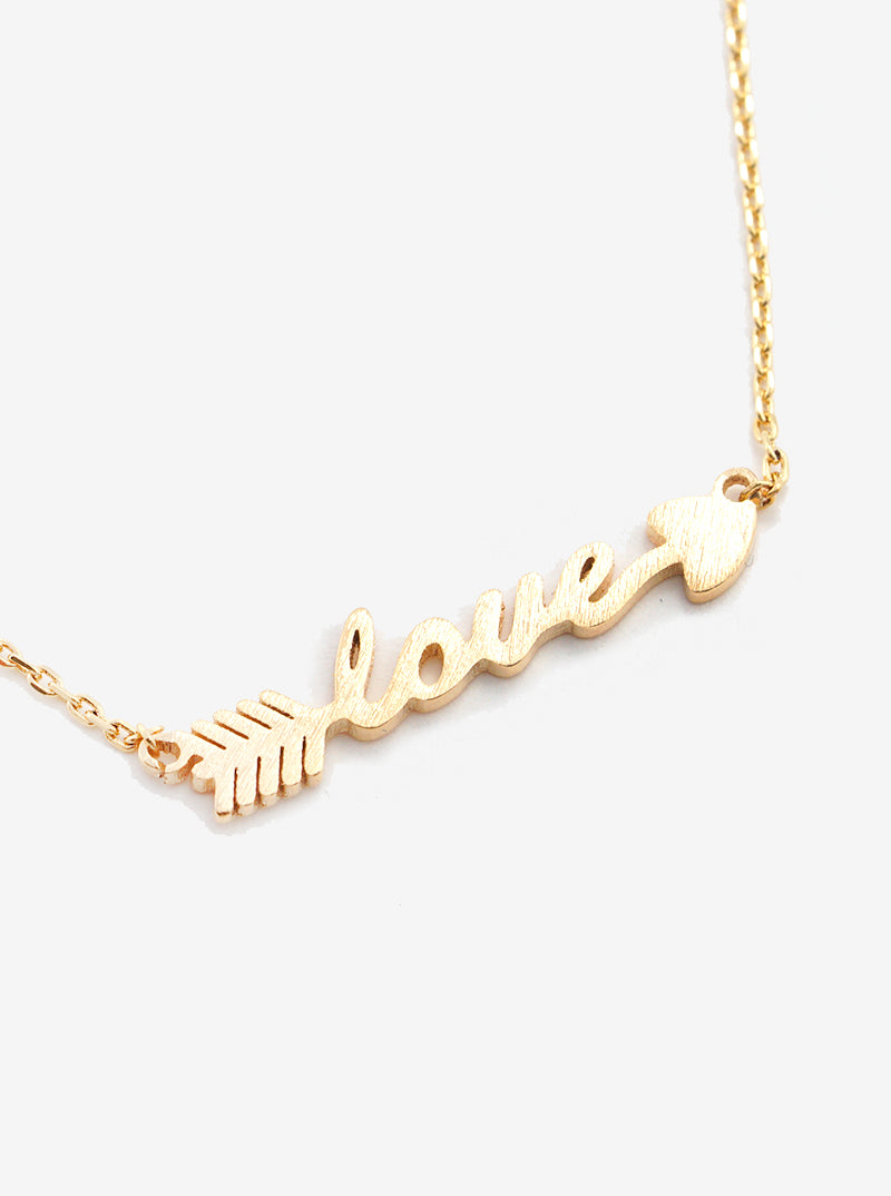 18K Gold Dipped Love Arrow Pendant Necklace