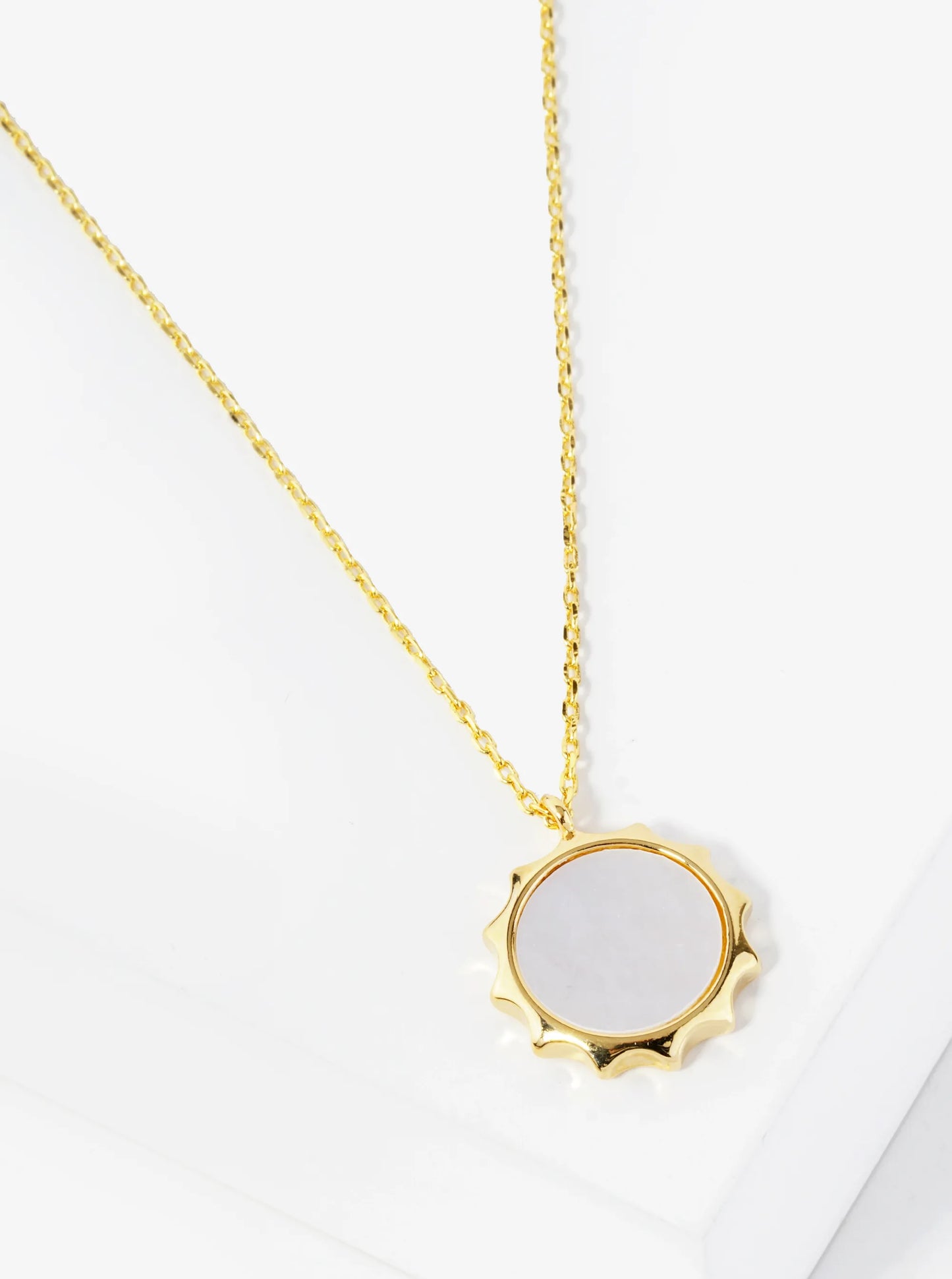 18K Gold Dipped MOP Sun Pendant Necklace