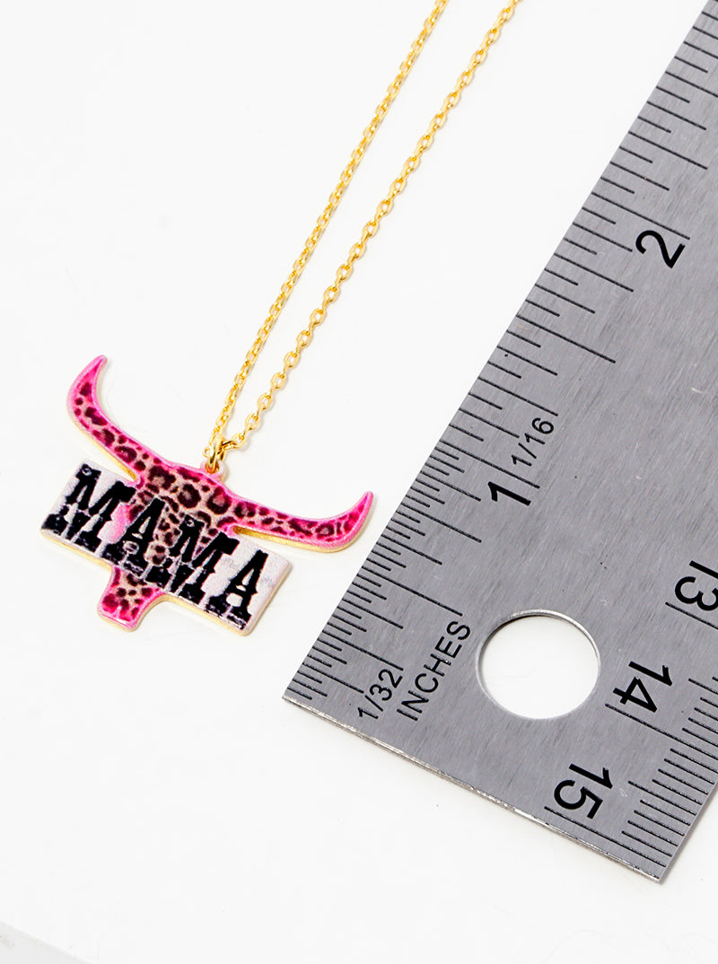 18K Gold Dipped Mama Leopard Bull Head Printed Pendant Necklace