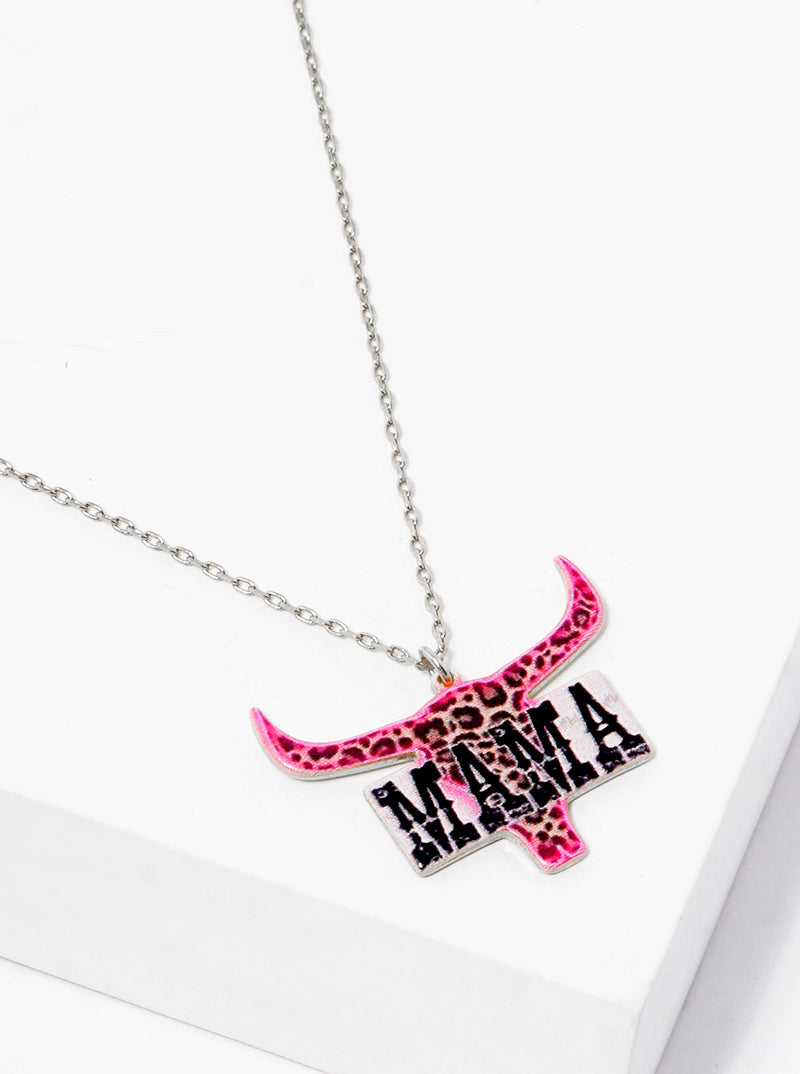 18K Gold Dipped Mama Leopard Bull Head Printed Pendant Necklace