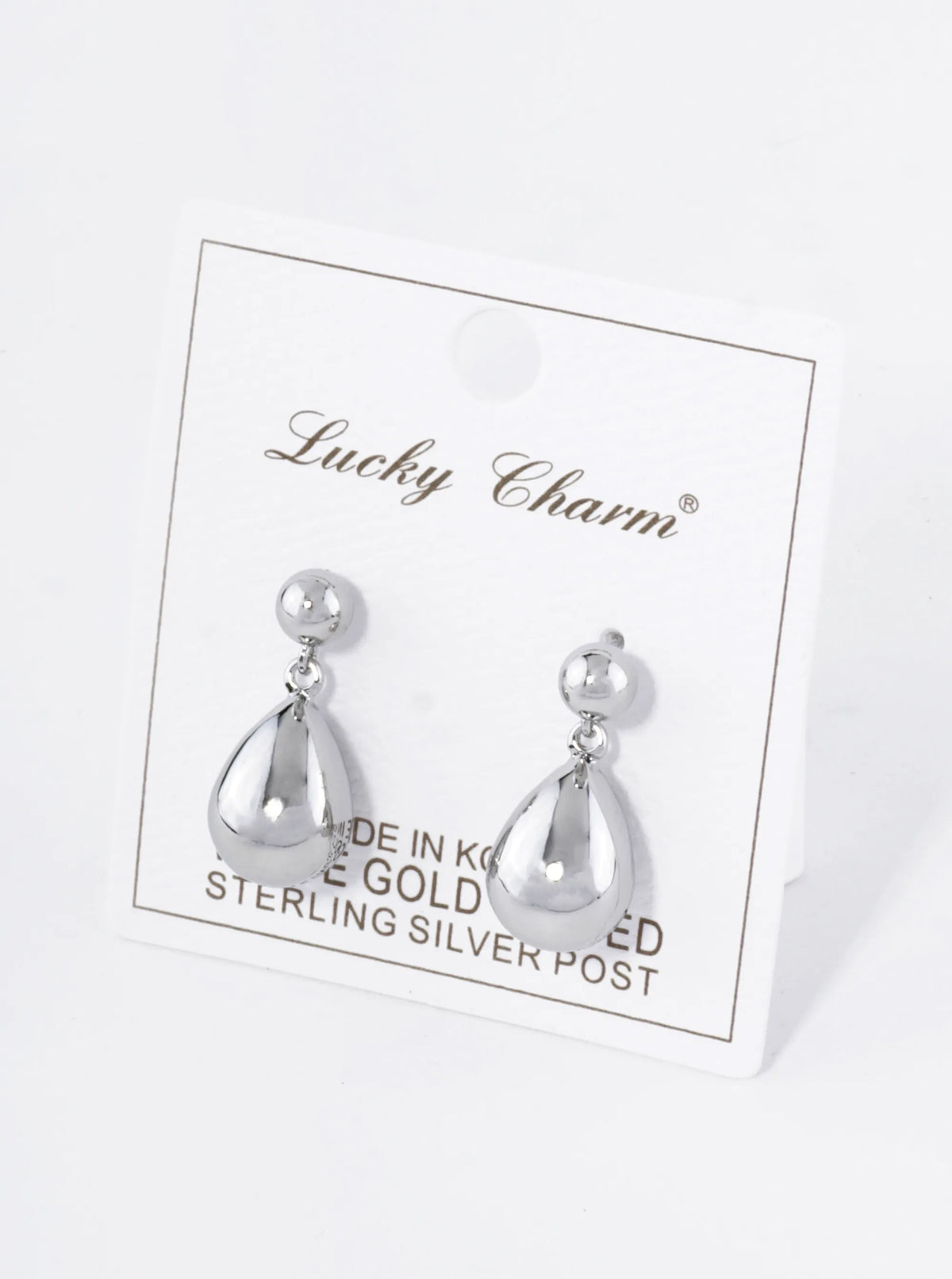 18K Gold Dipped Medium Puffy Teardrop Drop Dangle Post Earrings
