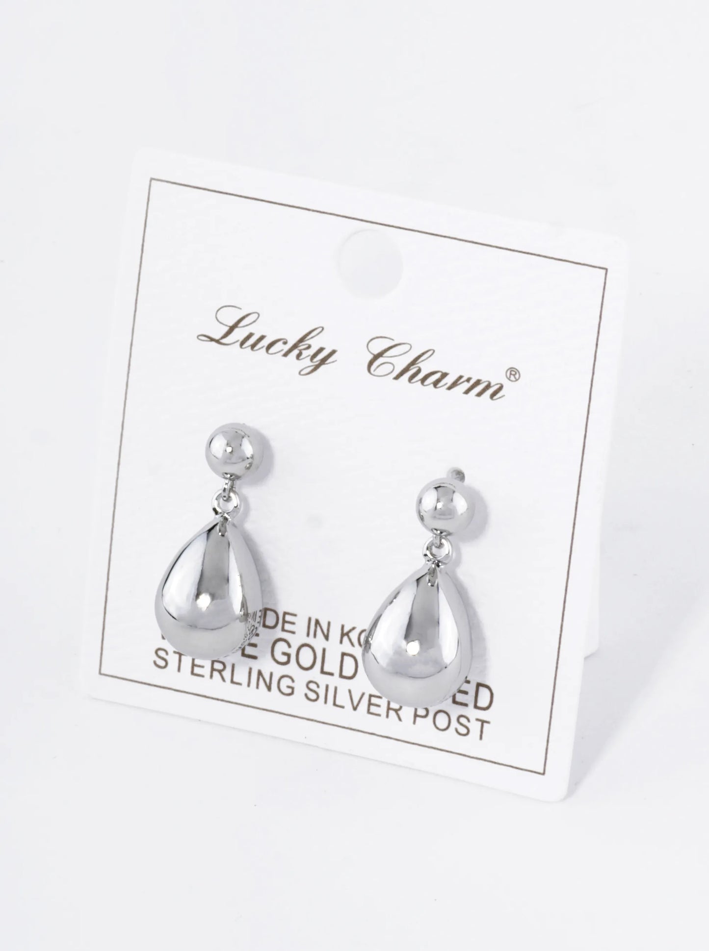 18K Gold Dipped Medium Puffy Teardrop Drop Dangle Post Earrings