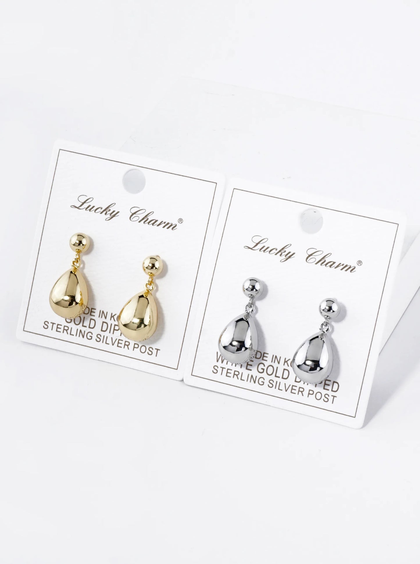 18K Gold Dipped Medium Puffy Teardrop Drop Dangle Post Earrings