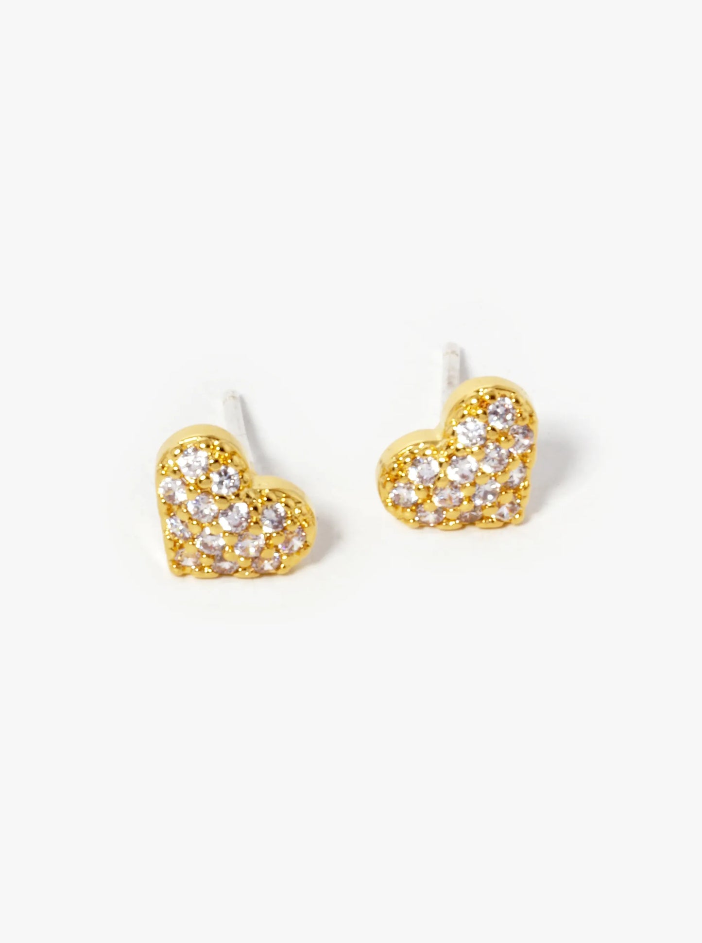 18K Gold Dipped Micro CZ Pave 5mm Heart Stud Earrings