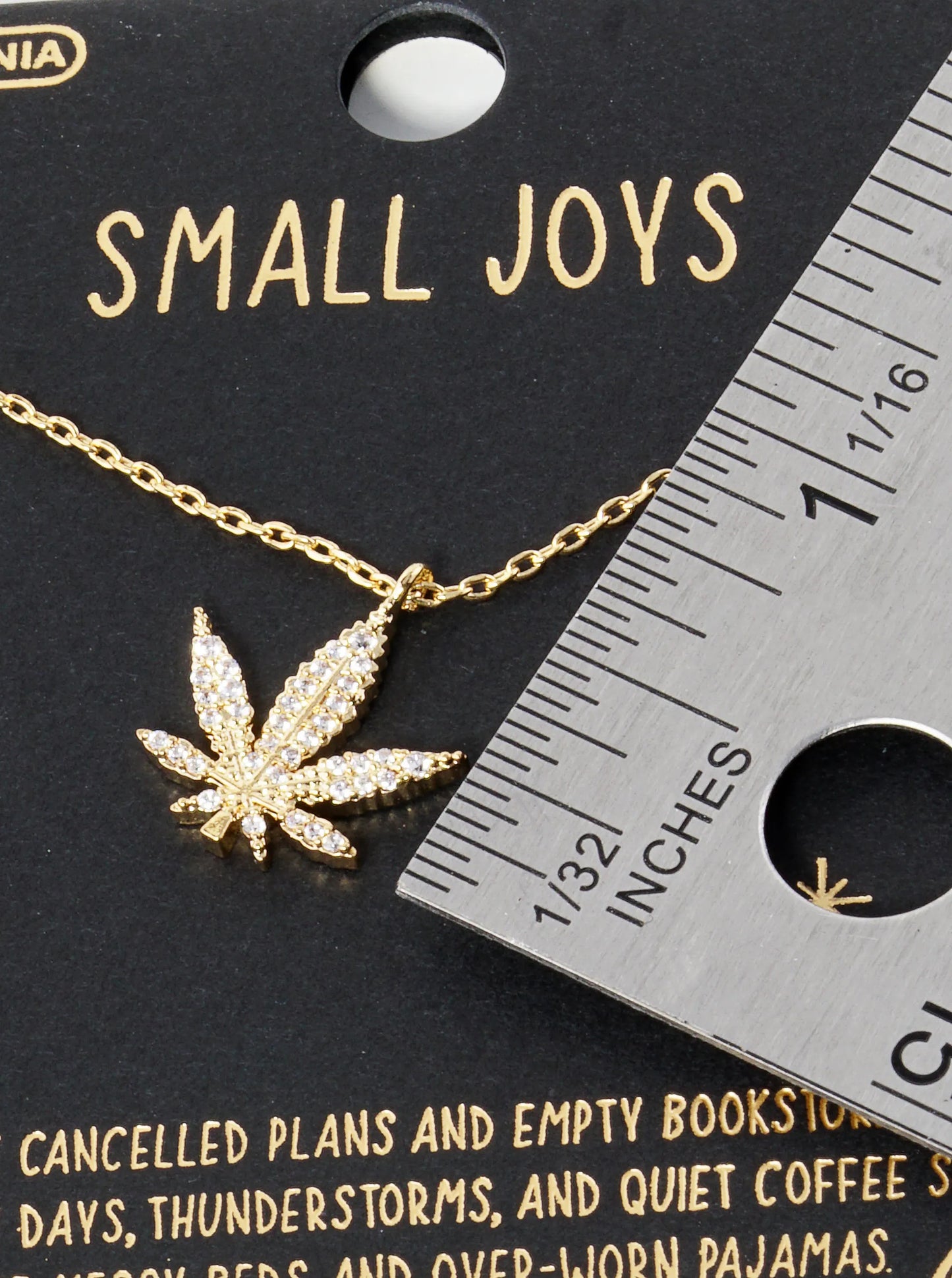 18K Gold Dipped Micro CZ Pave Cannabis Leaf Pendant Necklace