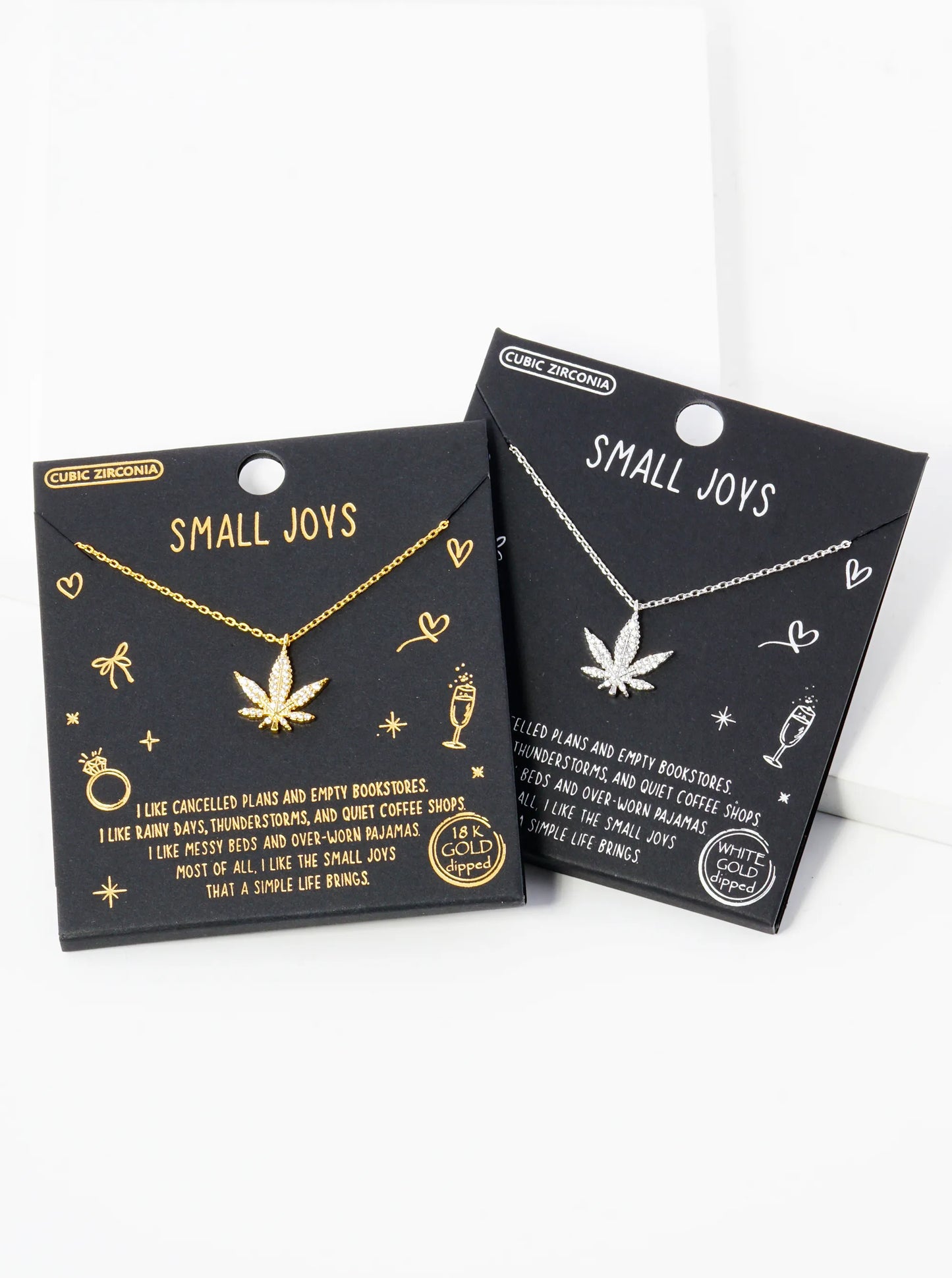 18K Gold Dipped Micro CZ Pave Cannabis Leaf Pendant Necklace