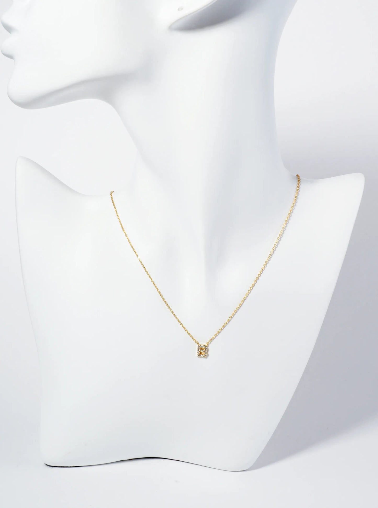 18K Gold Dipped Micro CZ Pave Initial Pendant Necklace