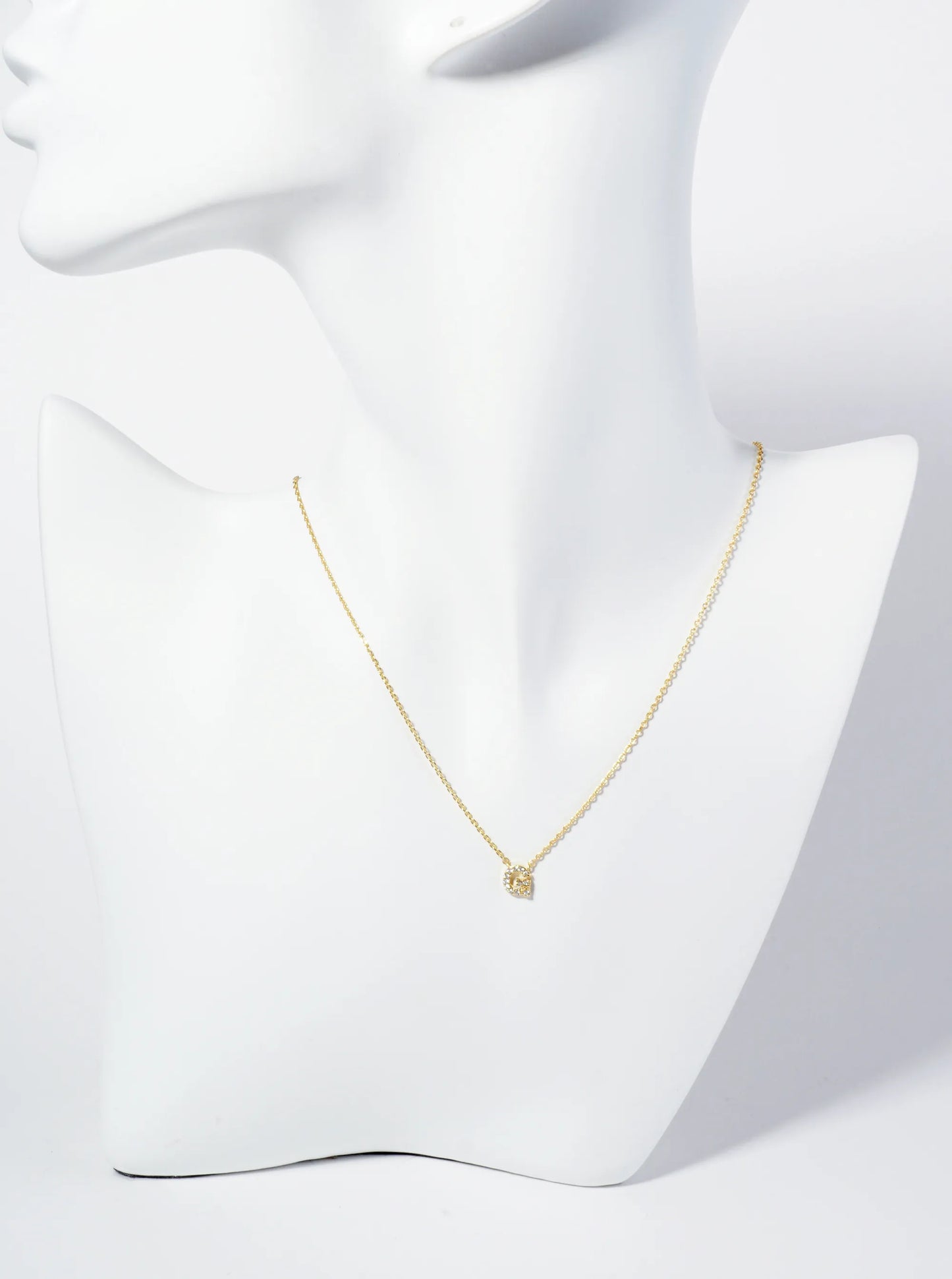 18K Gold Dipped Micro CZ Pave Initial Pendant Necklace