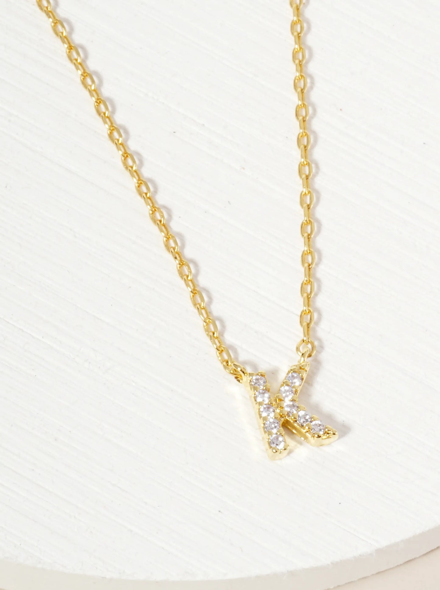 18K Gold Dipped Micro CZ Pave Initial Pendant Necklace