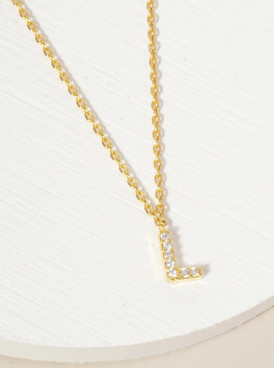18K Gold Dipped Micro CZ Pave Initial Pendant Necklace