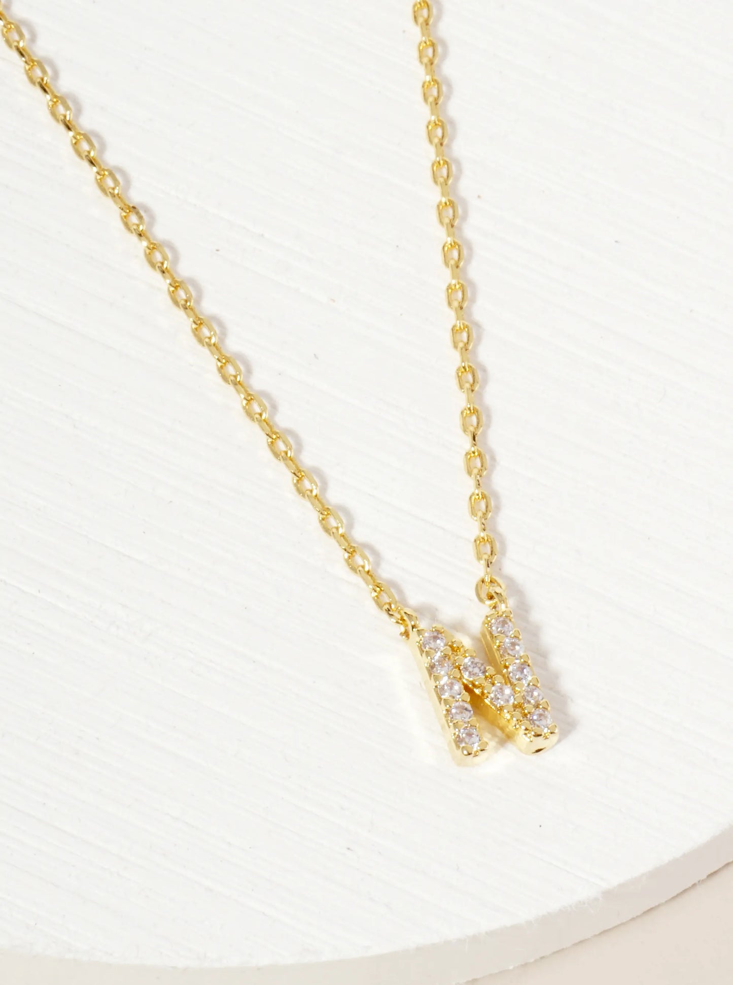 18K Gold Dipped Micro CZ Pave Initial Pendant Necklace