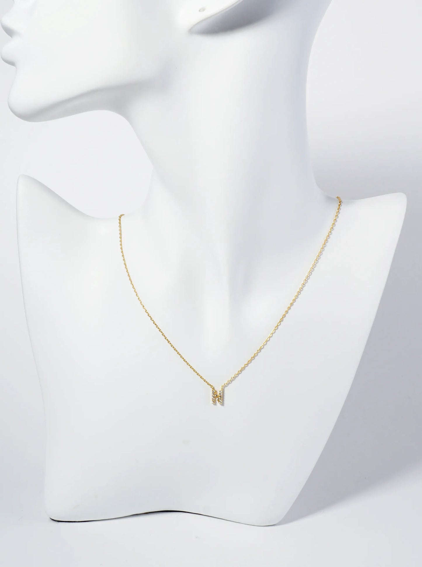 18K Gold Dipped Micro CZ Pave Initial Pendant Necklace