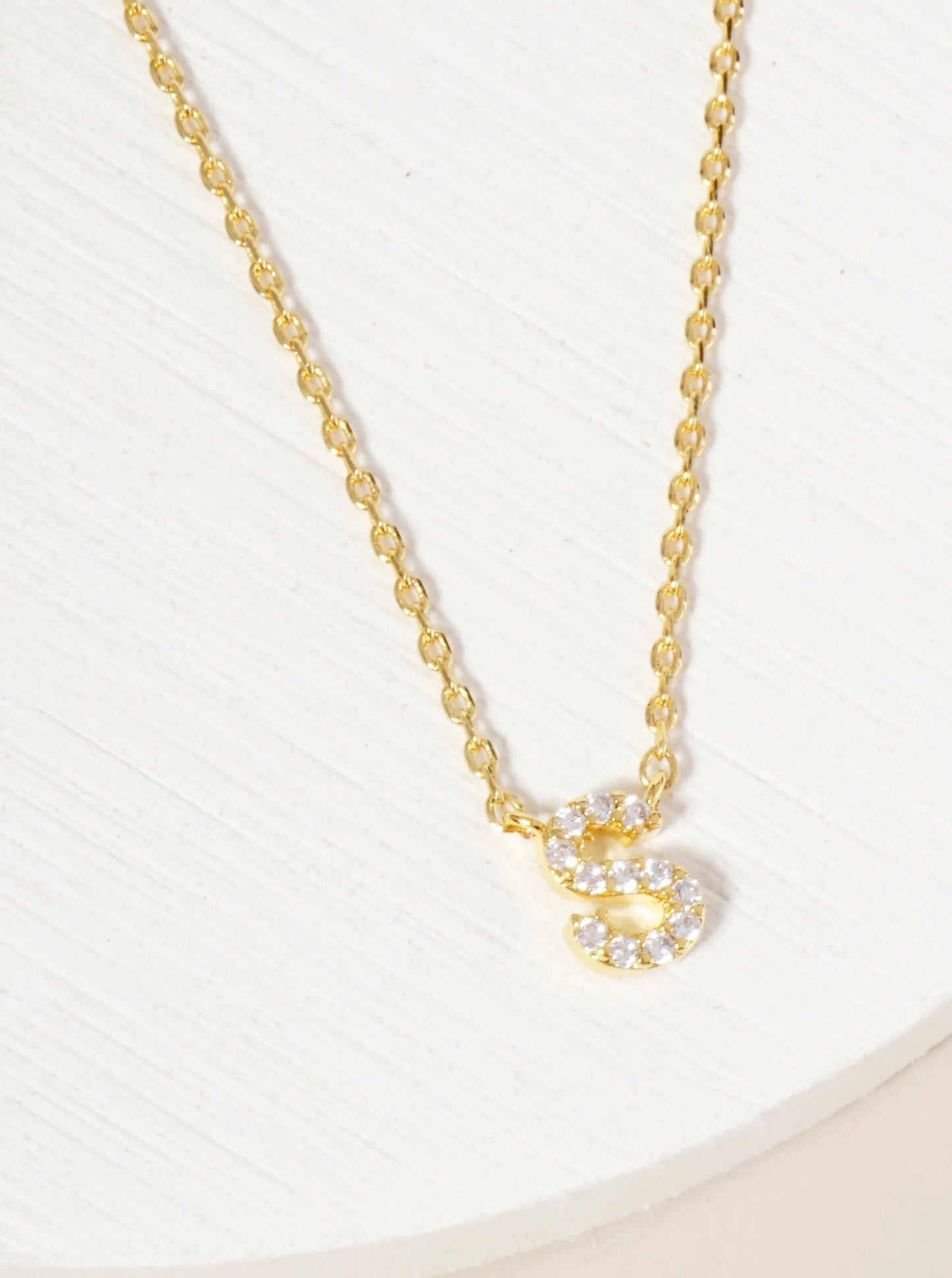 18K Gold Dipped Micro CZ Pave Initial Pendant Necklace