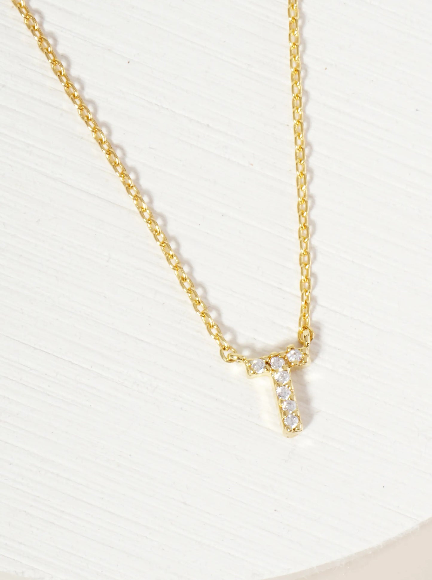18K Gold Dipped Micro CZ Pave Initial Pendant Necklace
