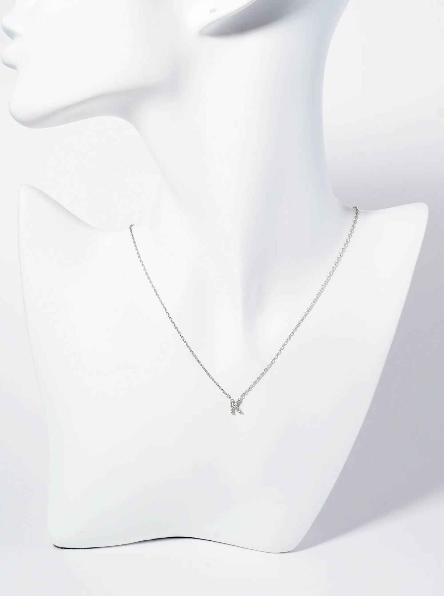 18K Gold Dipped Micro CZ Pave Initial Pendant Necklace