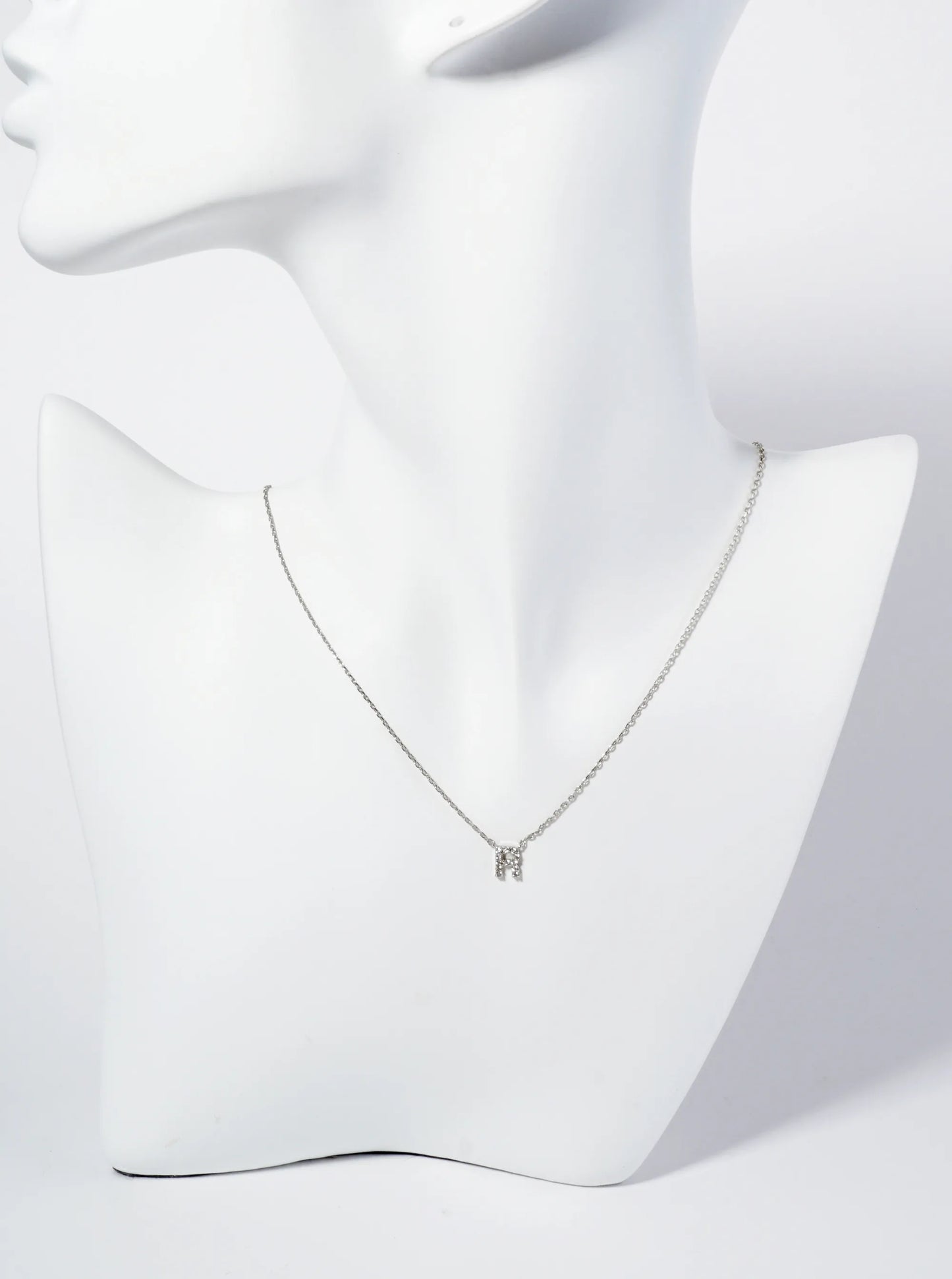 18K Gold Dipped Micro CZ Pave Initial Pendant Necklace