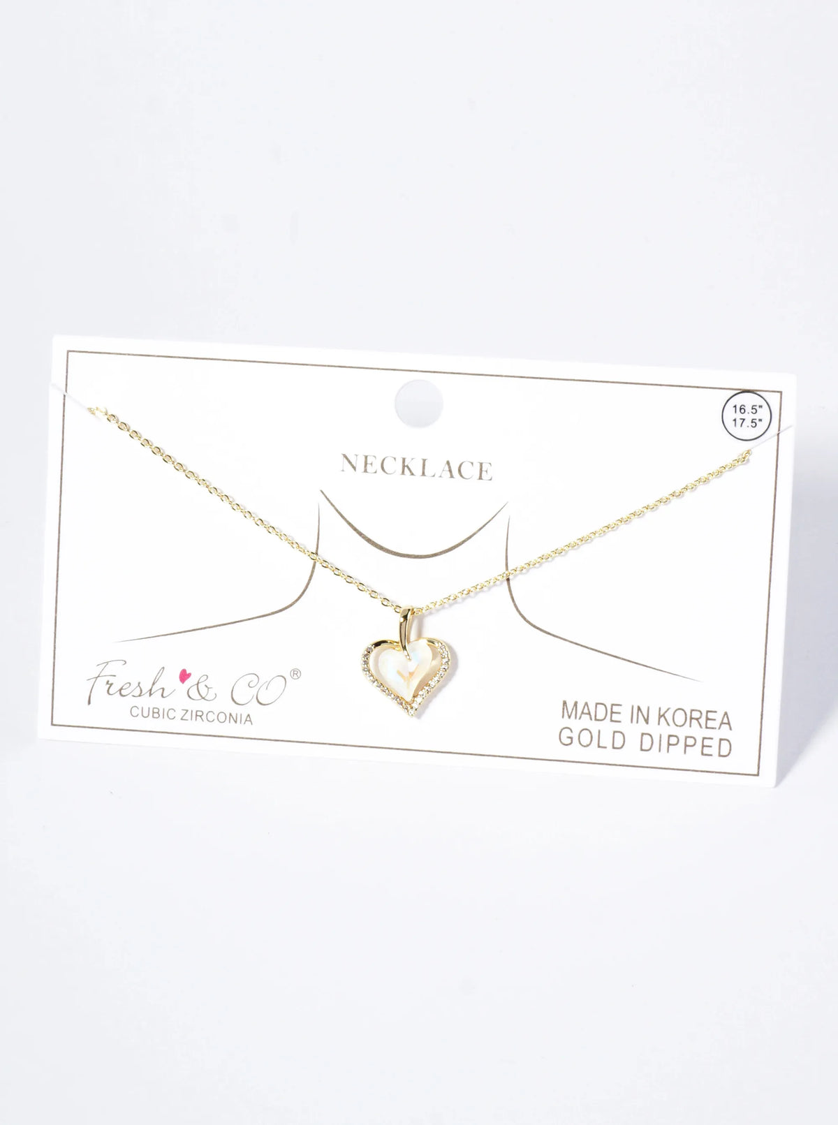 18K Gold Dipped Micro CZ Pave Opal Heart Pendant Necklace
