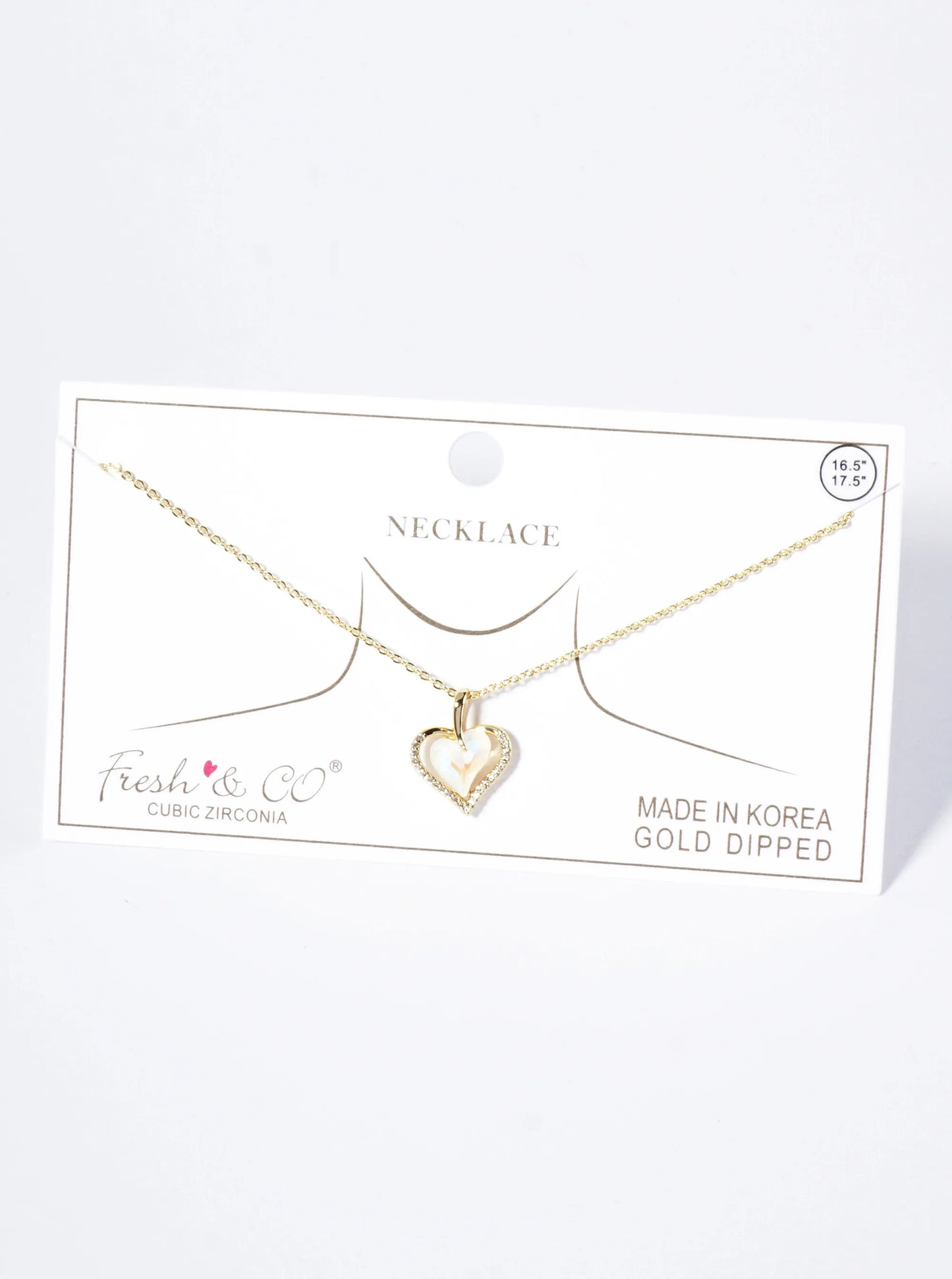 18K Gold Dipped Micro CZ Pave Opal Heart Pendant Necklace