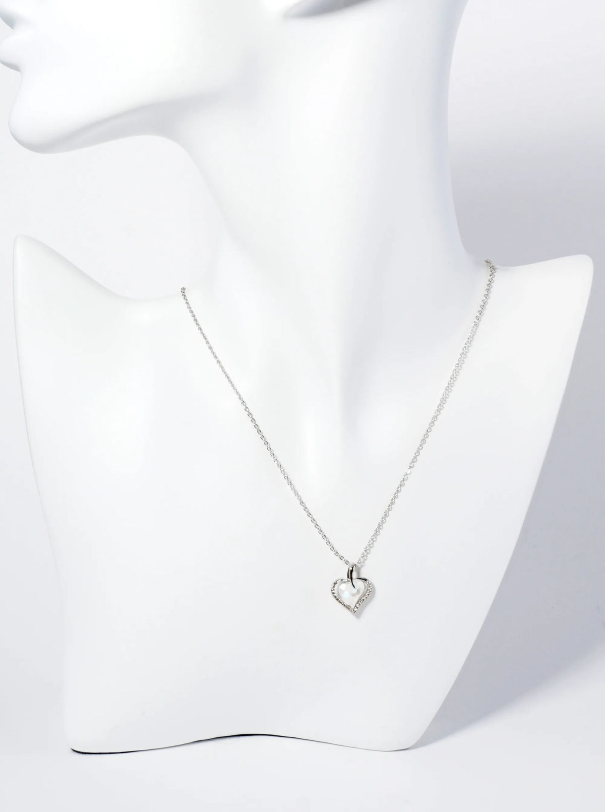18K Gold Dipped Micro CZ Pave Opal Heart Pendant Necklace