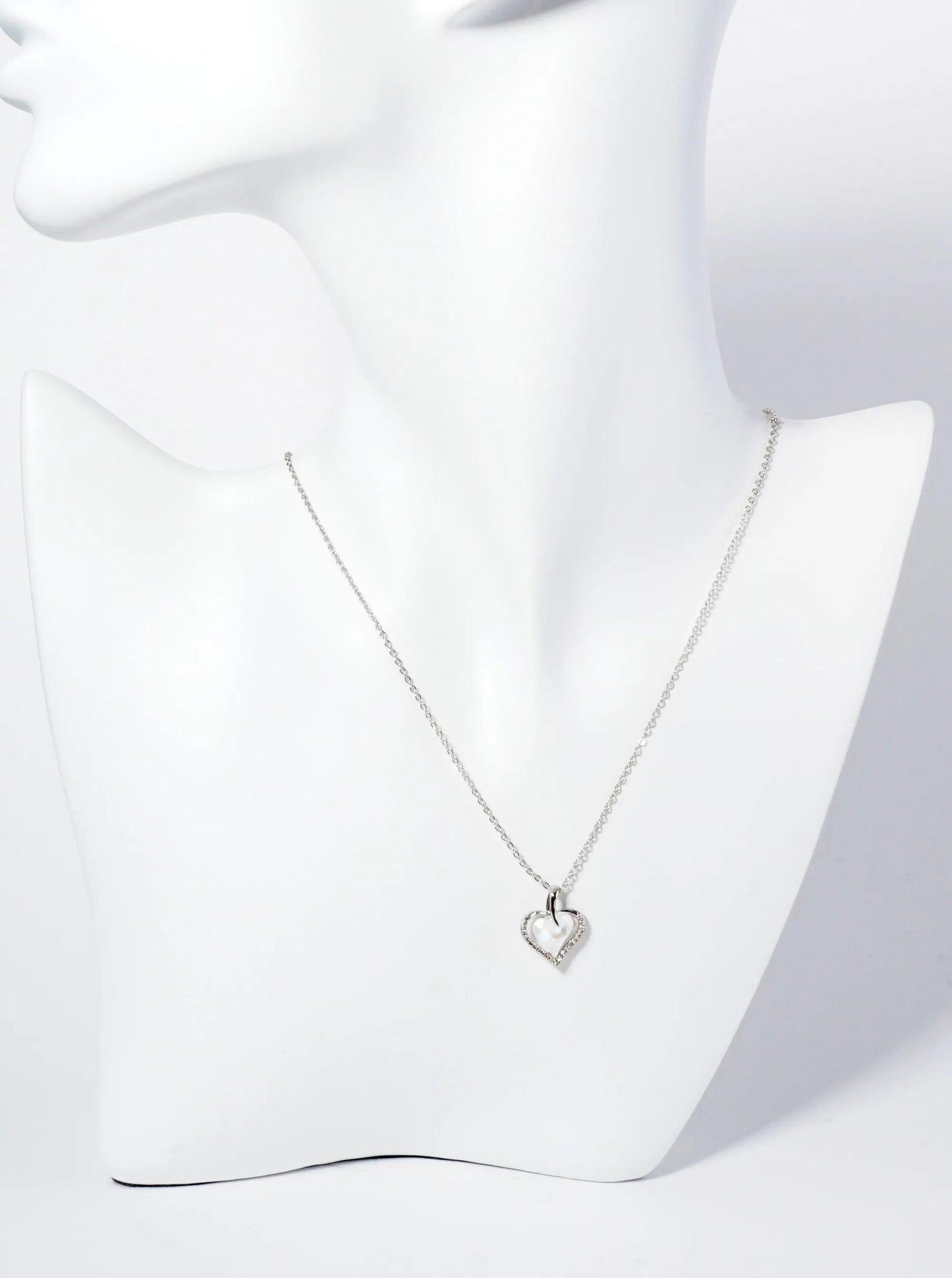 18K Gold Dipped Micro CZ Pave Opal Heart Pendant Necklace