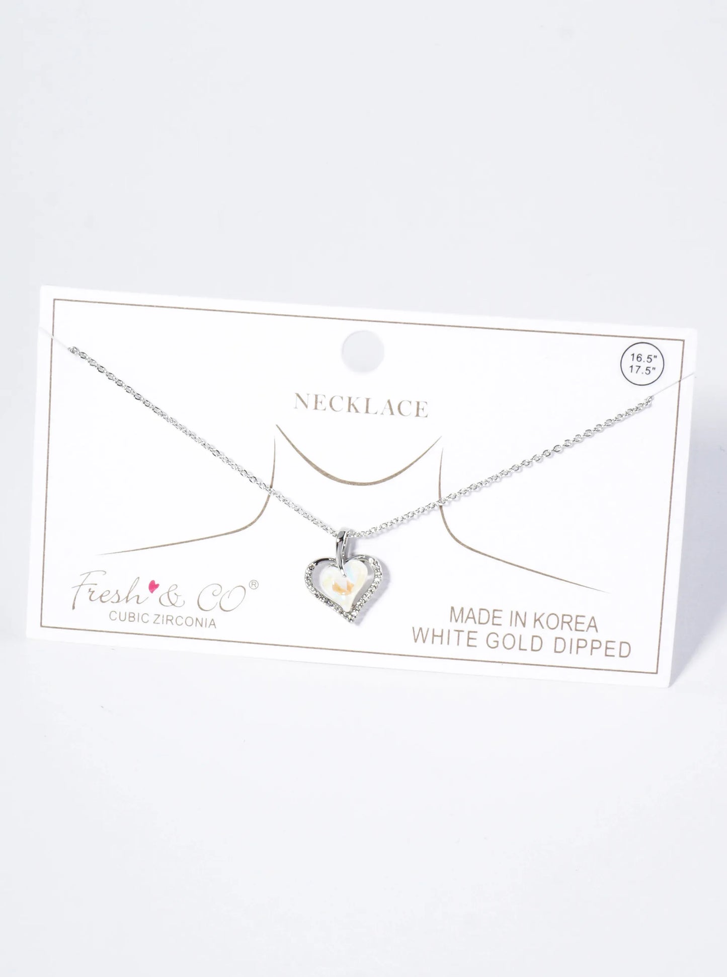 18K Gold Dipped Micro CZ Pave Opal Heart Pendant Necklace