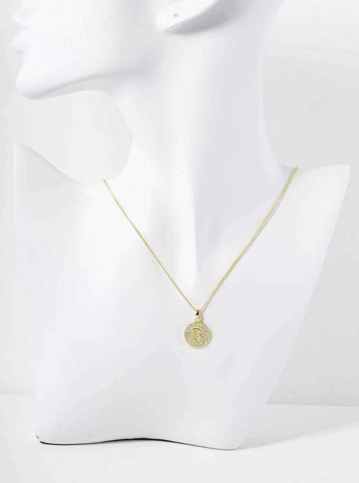 18K Gold Dipped Micro Pave Cubic Zirconia Initial Letter Pendant Necklace