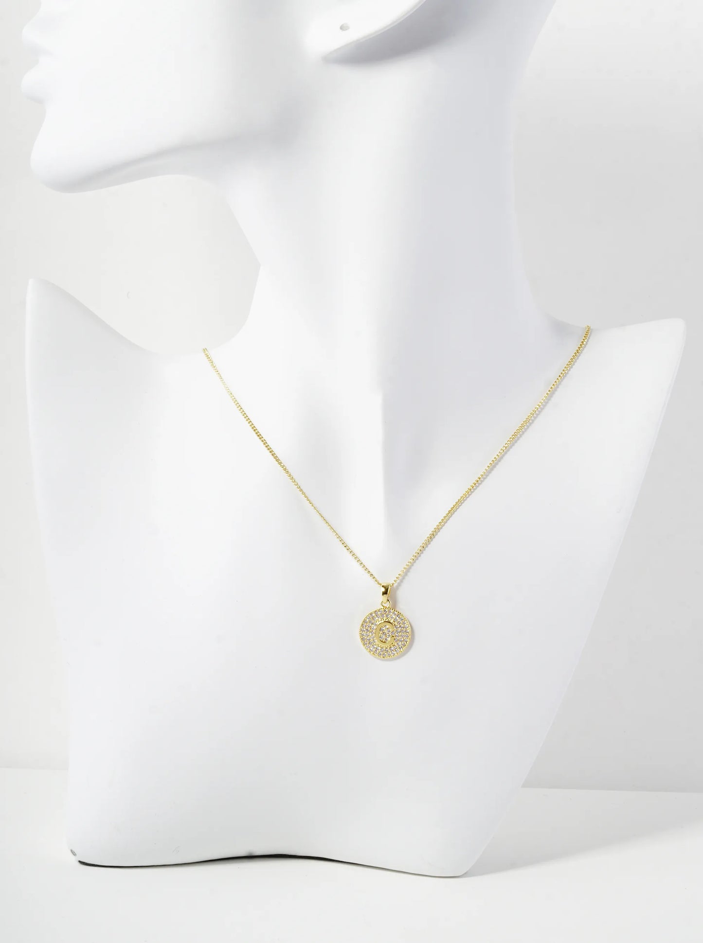 18K Gold Dipped Micro Pave Cubic Zirconia Initial Letter Pendant Necklace