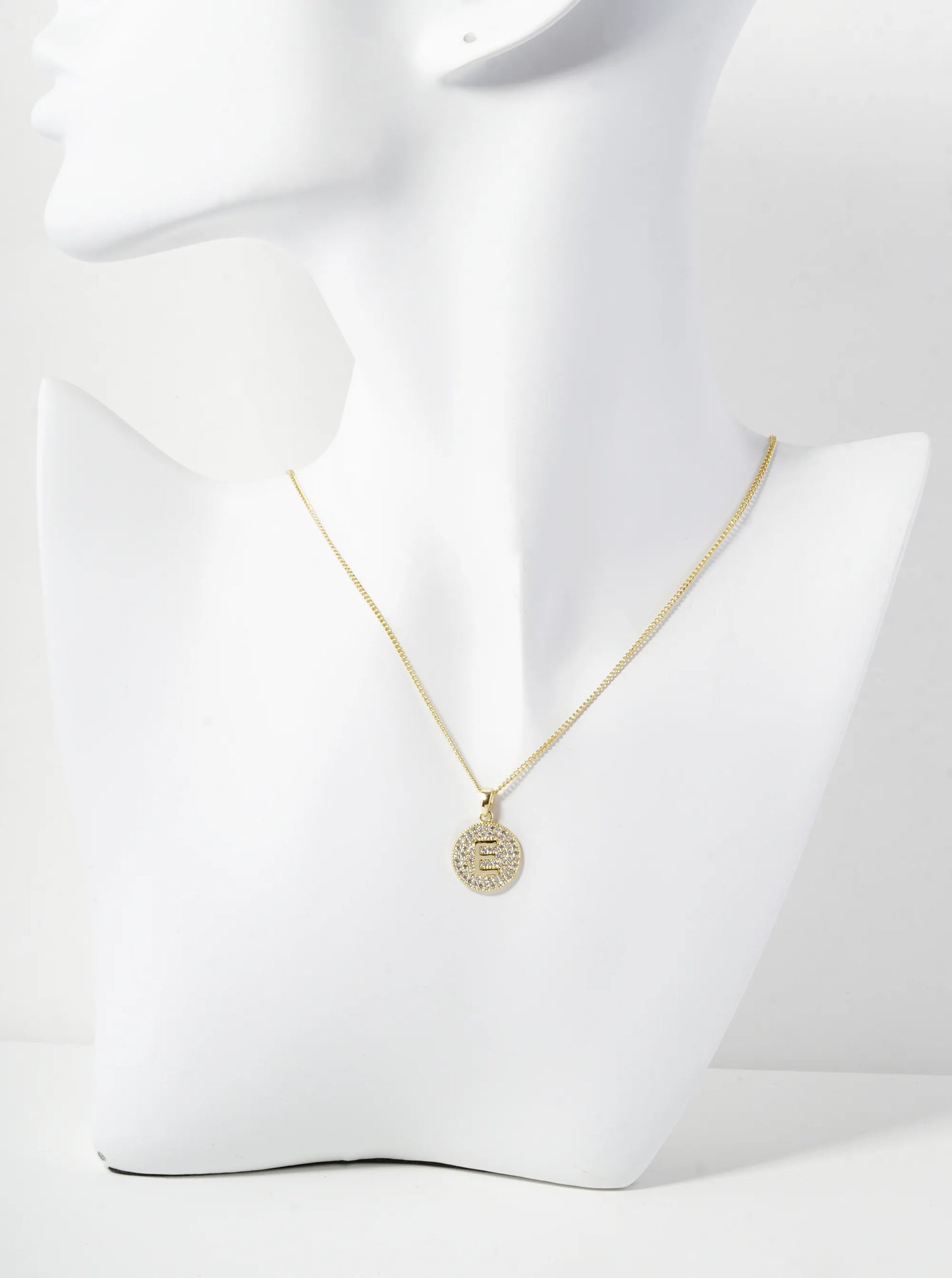 18K Gold Dipped Micro Pave Cubic Zirconia Initial Letter Pendant Necklace