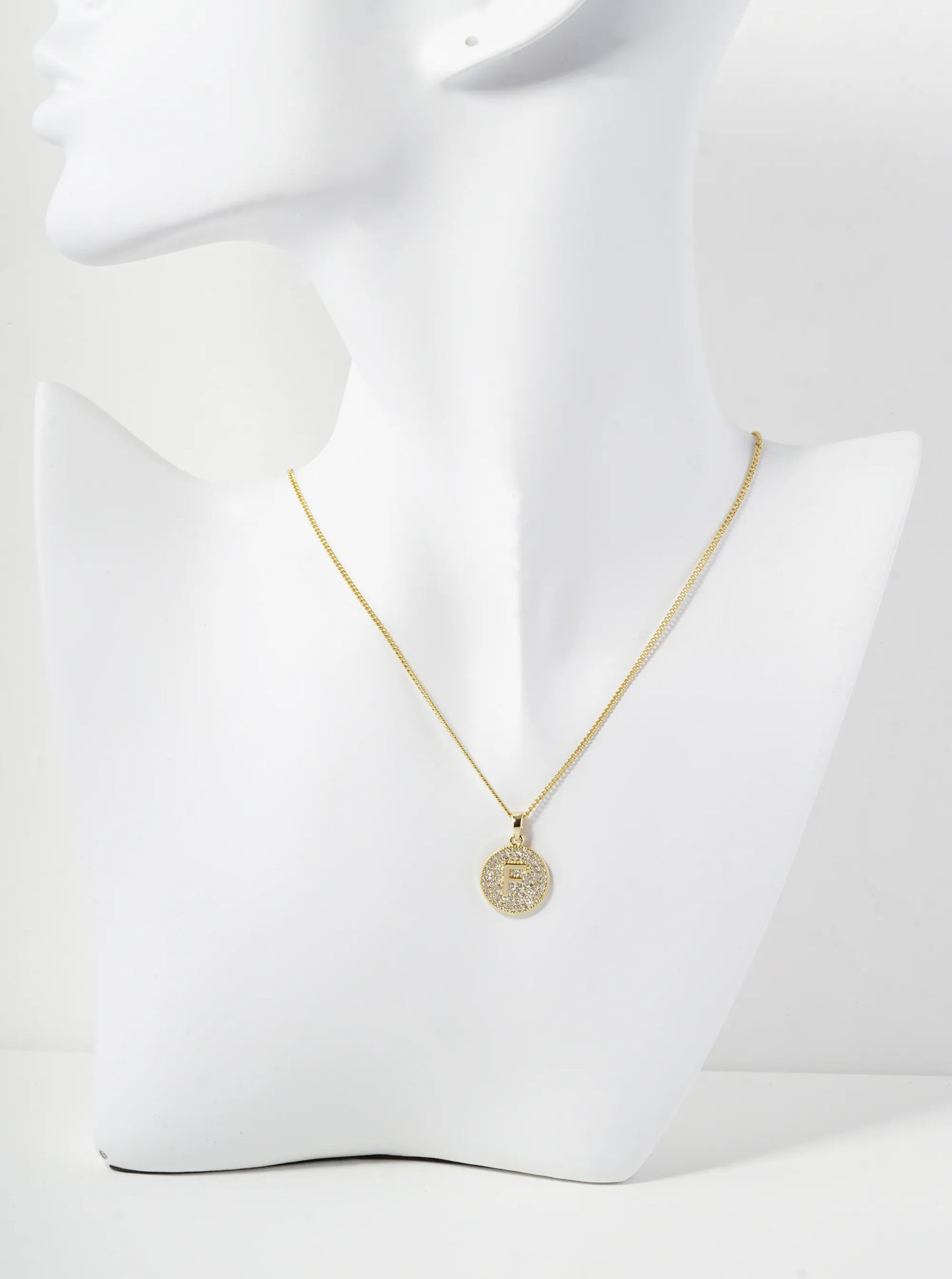 18K Gold Dipped Micro Pave Cubic Zirconia Initial Letter Pendant Necklace