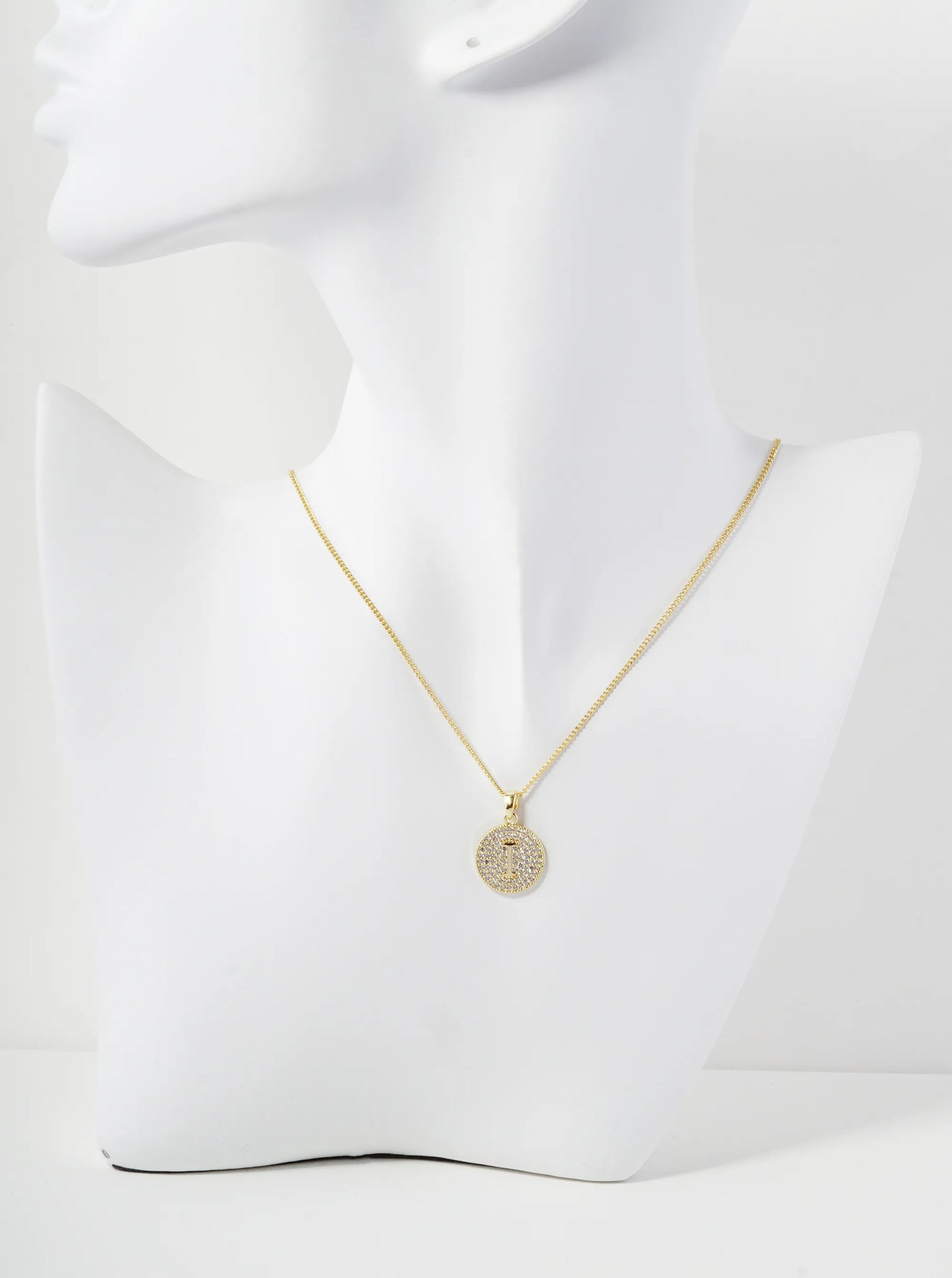 18K Gold Dipped Micro Pave Cubic Zirconia Initial Letter Pendant Necklace