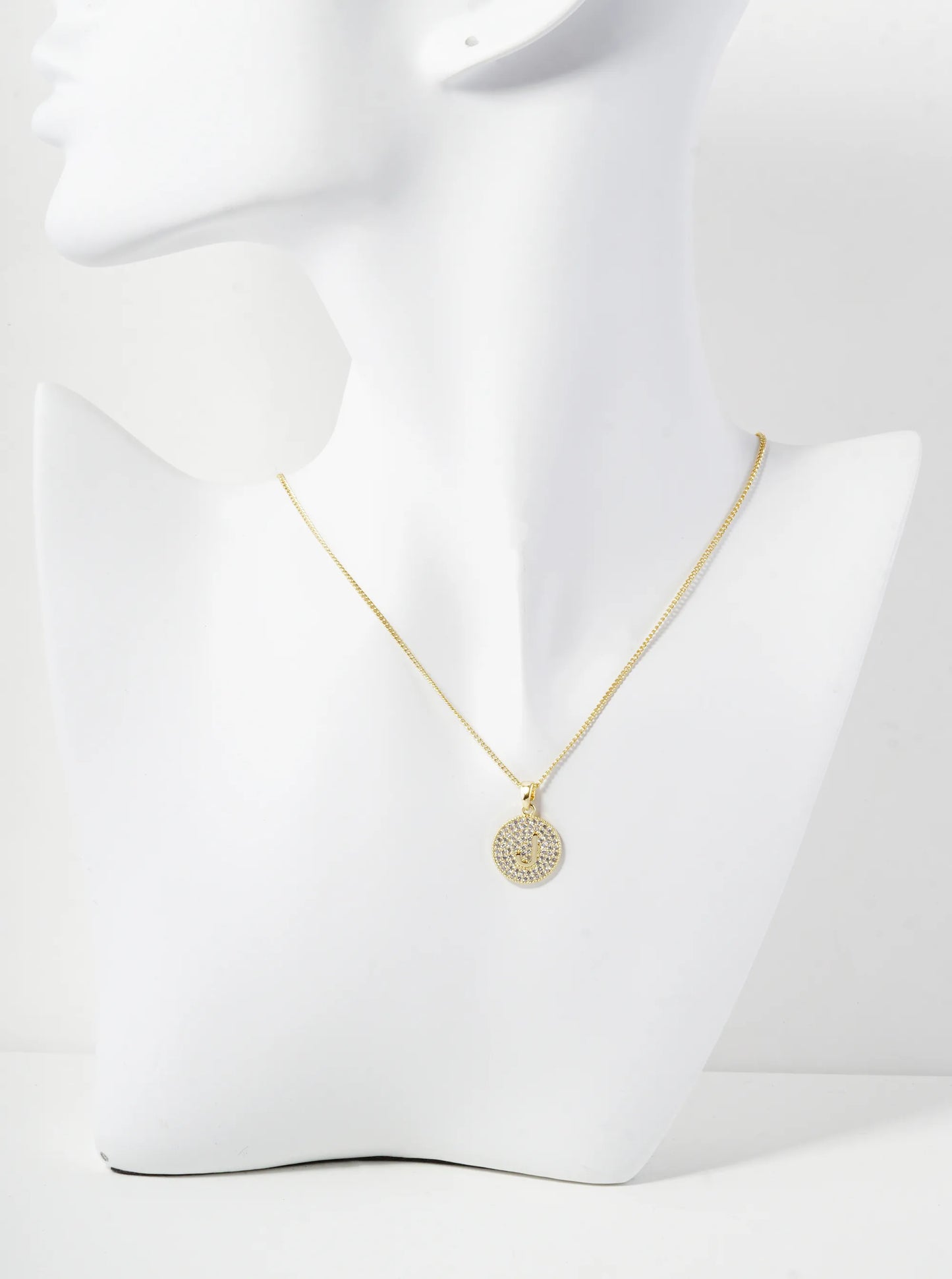 18K Gold Dipped Micro Pave Cubic Zirconia Initial Letter Pendant Necklace