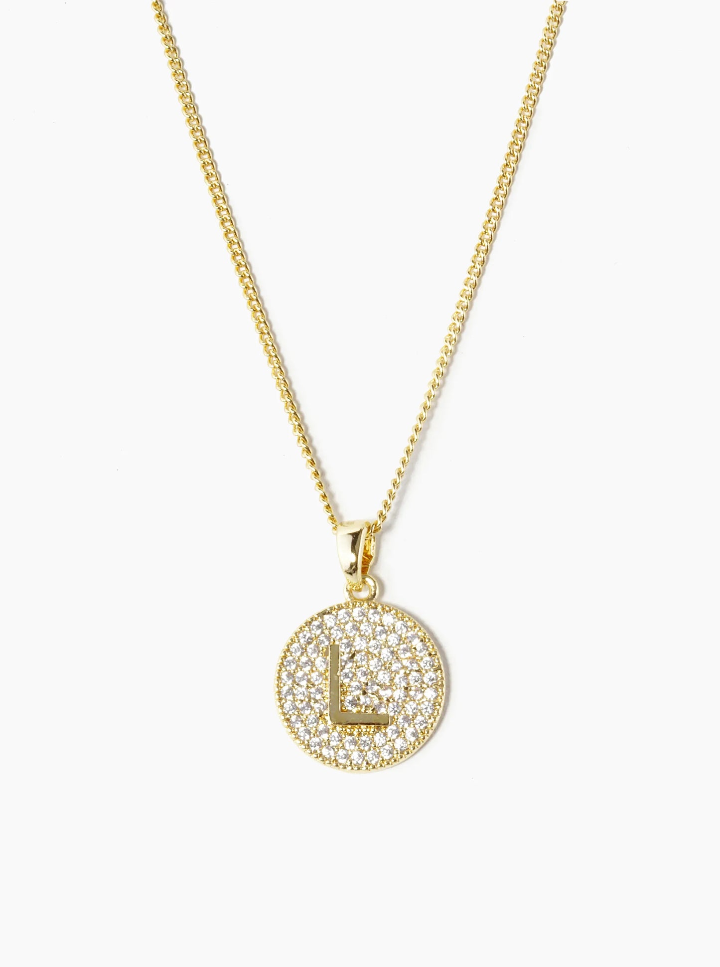 18K Gold Dipped Micro Pave Cubic Zirconia Initial Letter Pendant Necklace