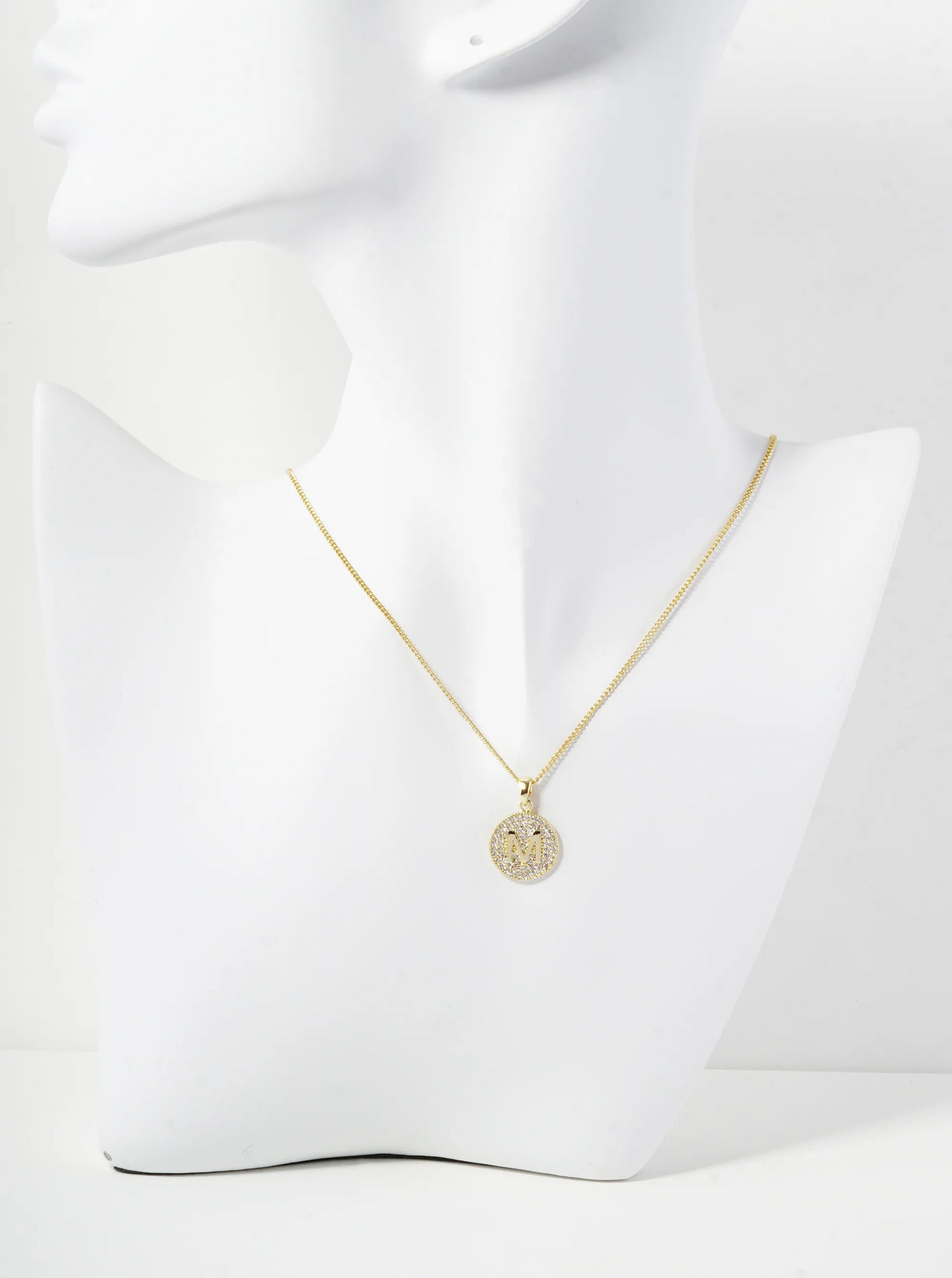 18K Gold Dipped Micro Pave Cubic Zirconia Initial Letter Pendant Necklace