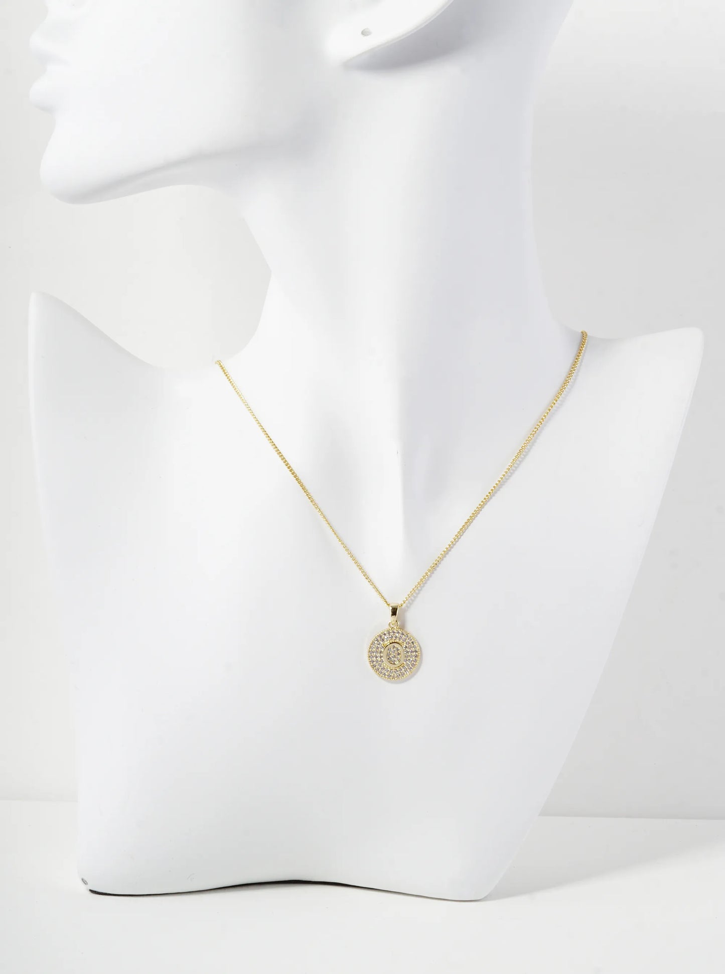 18K Gold Dipped Micro Pave Cubic Zirconia Initial Letter Pendant Necklace
